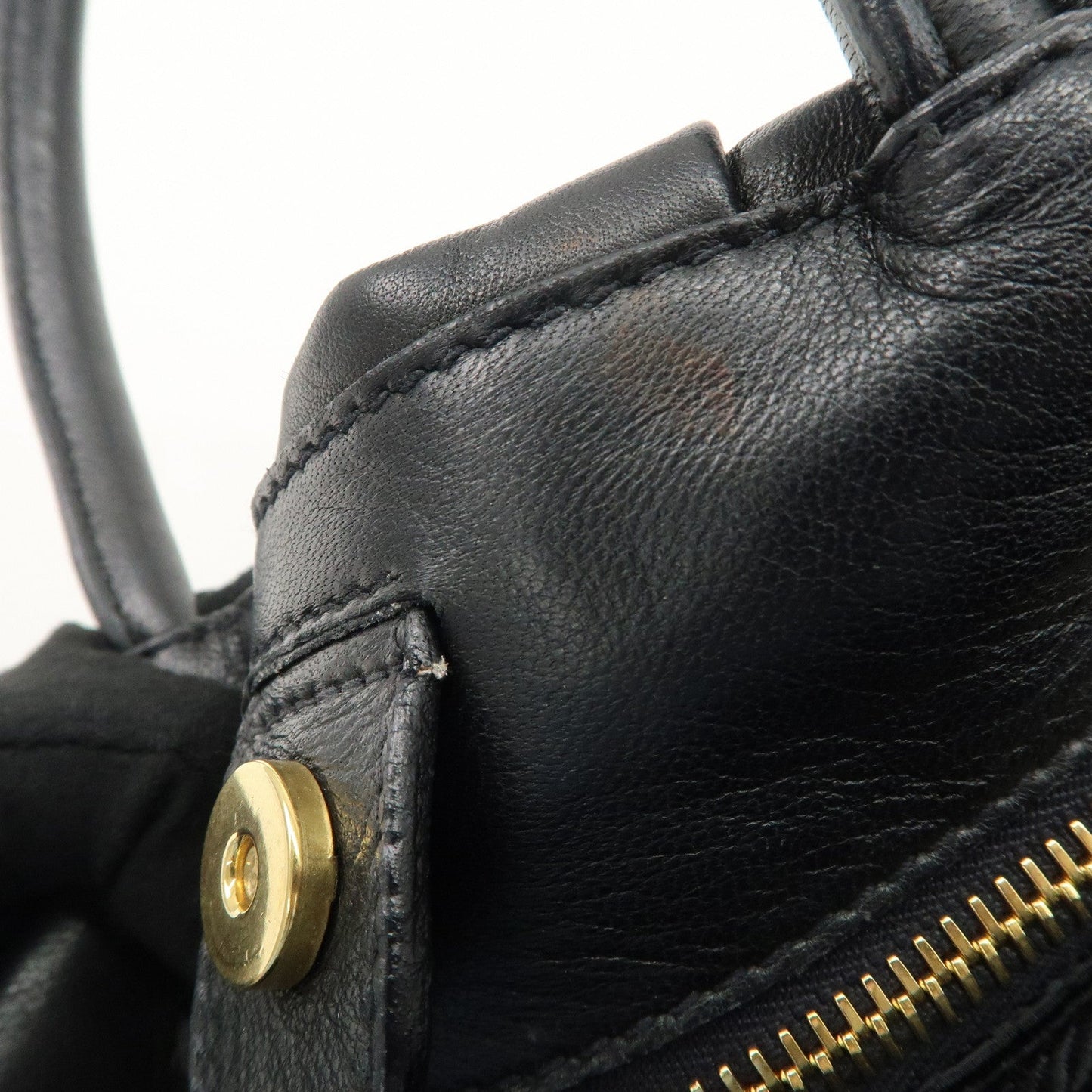 PRADA Leather Ribbon Tote Bag Hand Bag NERO Black BN1601  d