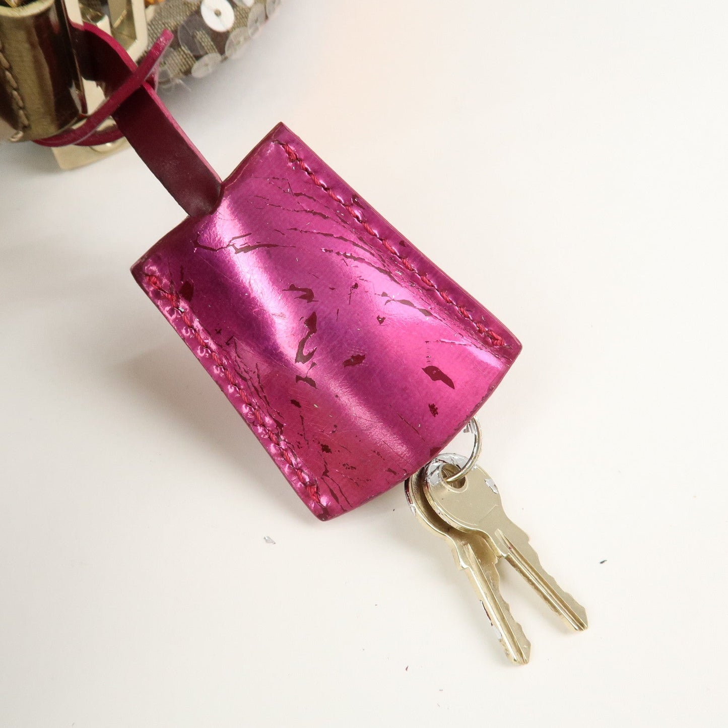 FENDI Zucchino Flip Sequin Canvas Patent Leather Boston Bag 8BL071  d