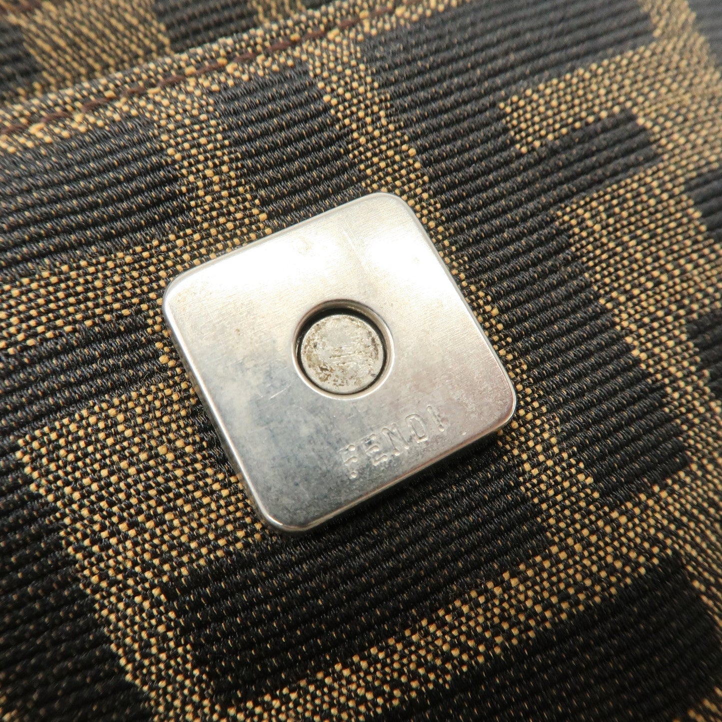 FENDI Zucca Canvas Leather Hand Bag Brown Black  d
