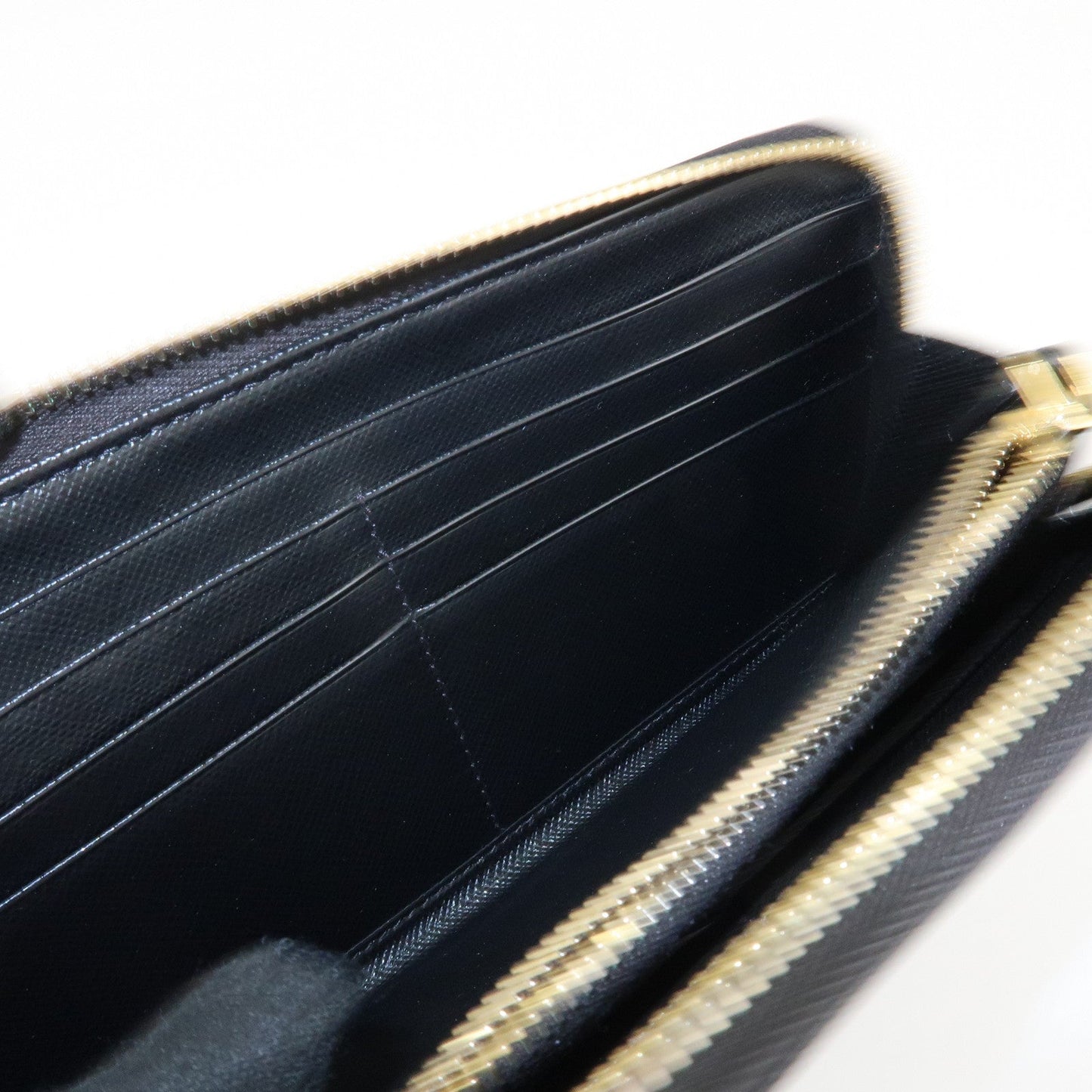 PRADA Saffiano Leather Round Zipper Long Wallet Black 1M0506  d
