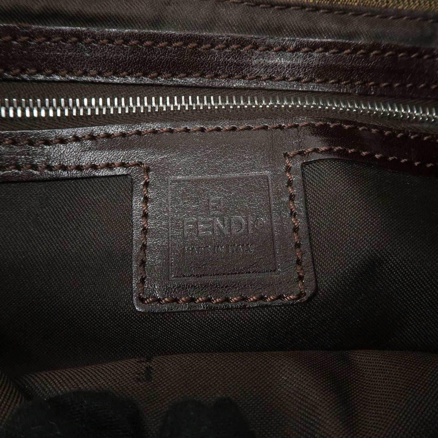 FENDI Mamma Baguette Zucca Canvas Leather Shoulder Bag 26424  d