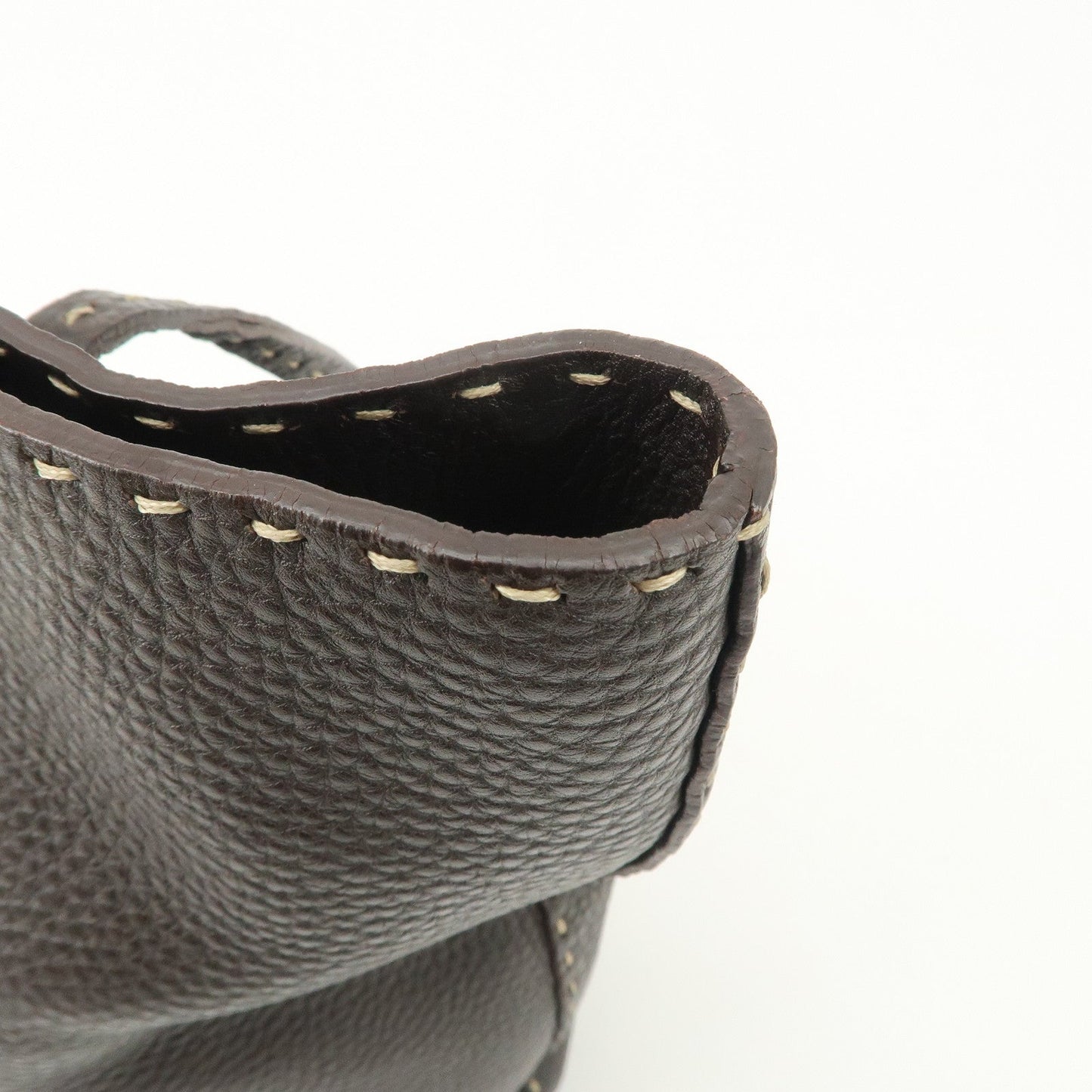 FENDI Selleria Leather Tote Bag Shoulder Bag Dark Brown 8BH101  d