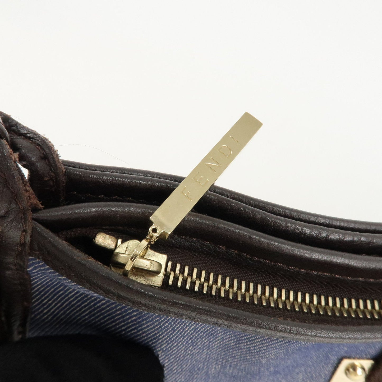 FENDI Zucca Denim Leather Shoulder Bag Cross Body Bag 8BT034  d