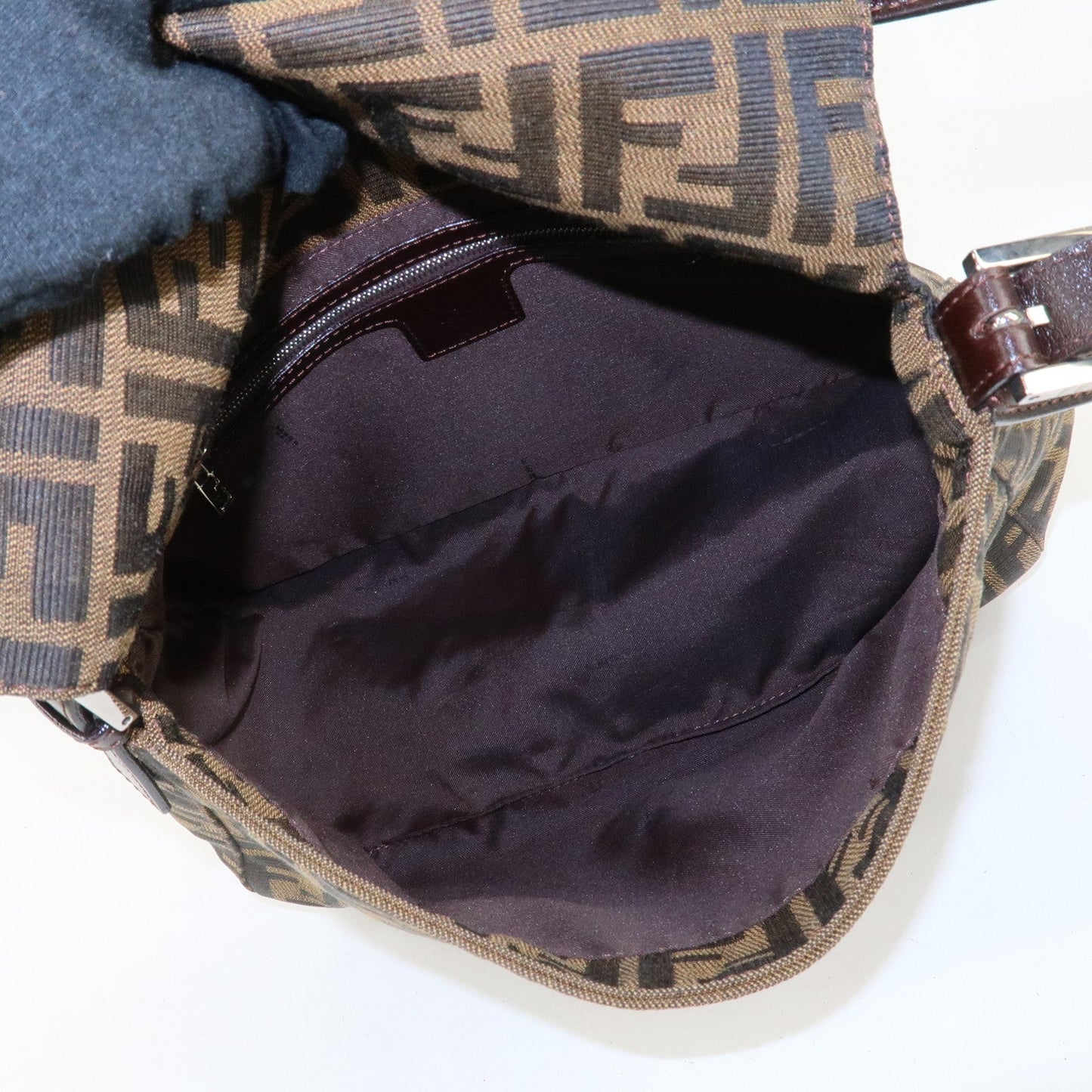 FENDI Mamma Baguette Zucca Canvas Leather Shoulder Bag 26325  d