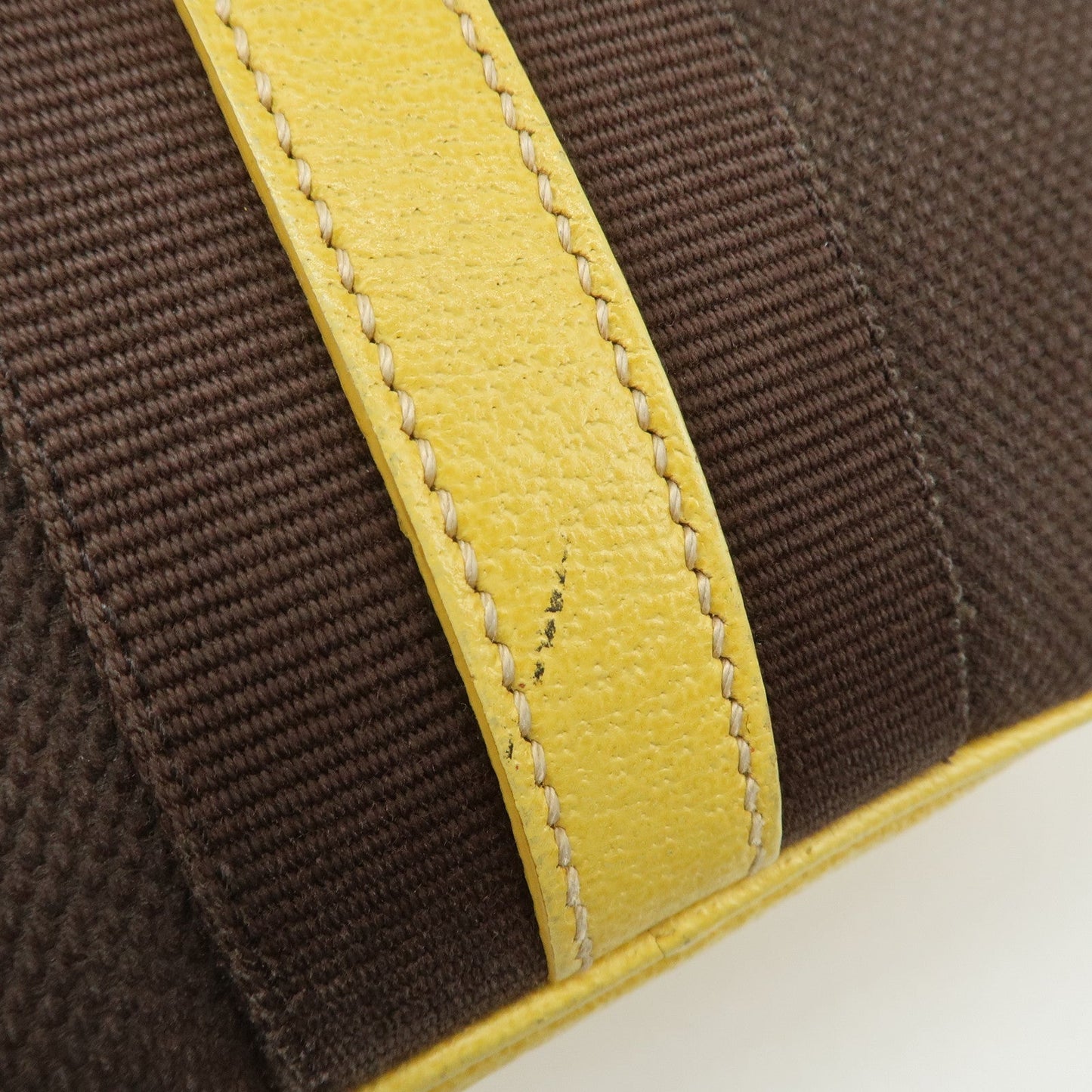 PRADA Canvas Leather Shoulder Bag Hand Bag Brown Yellow  d