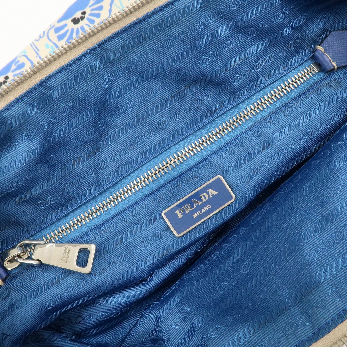PRADA Nylon Leather 2Way Tote Bag White Blue  d