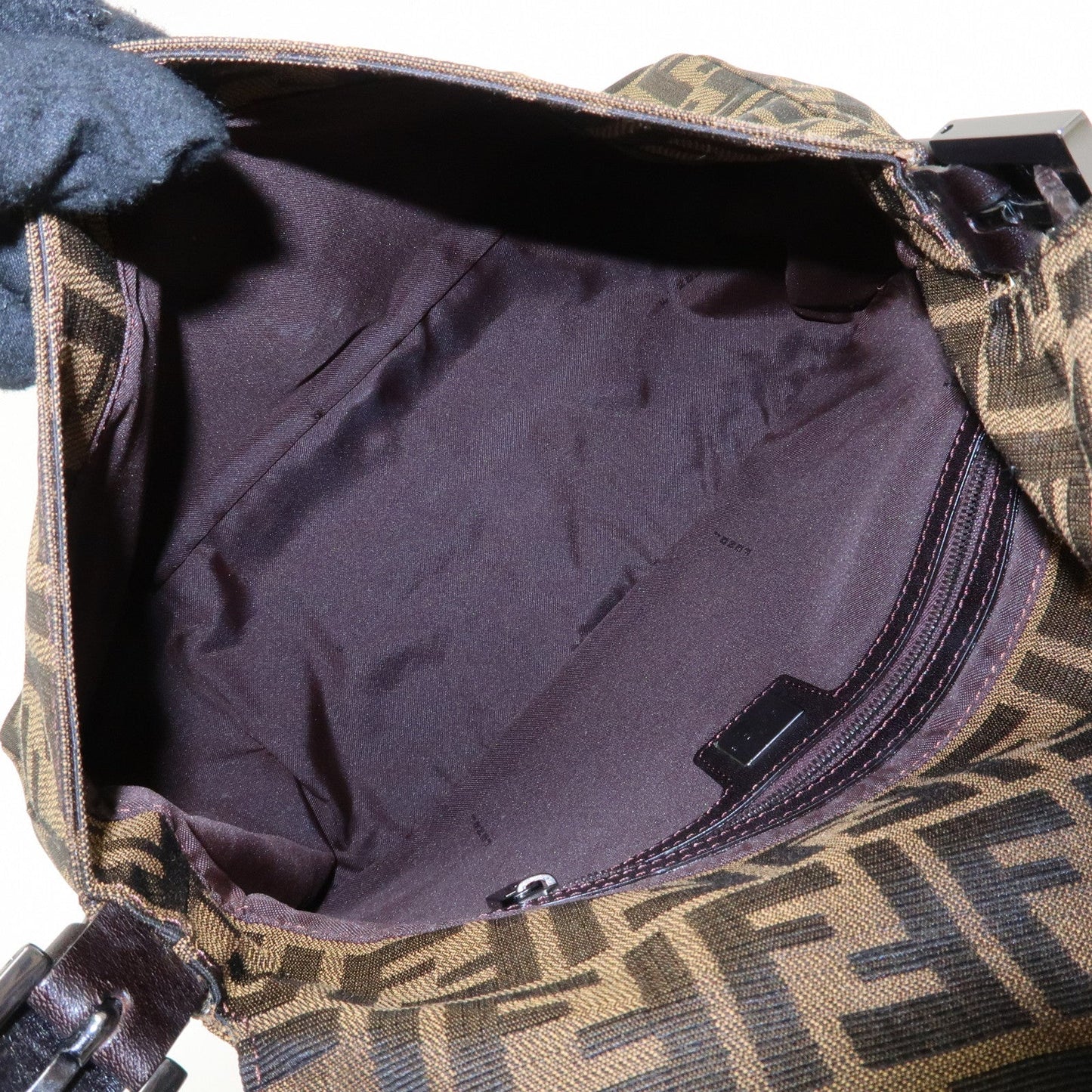 FENDI Mamma Baguette Zucca Canvas Leather Shoulder Bag 8BR001  d
