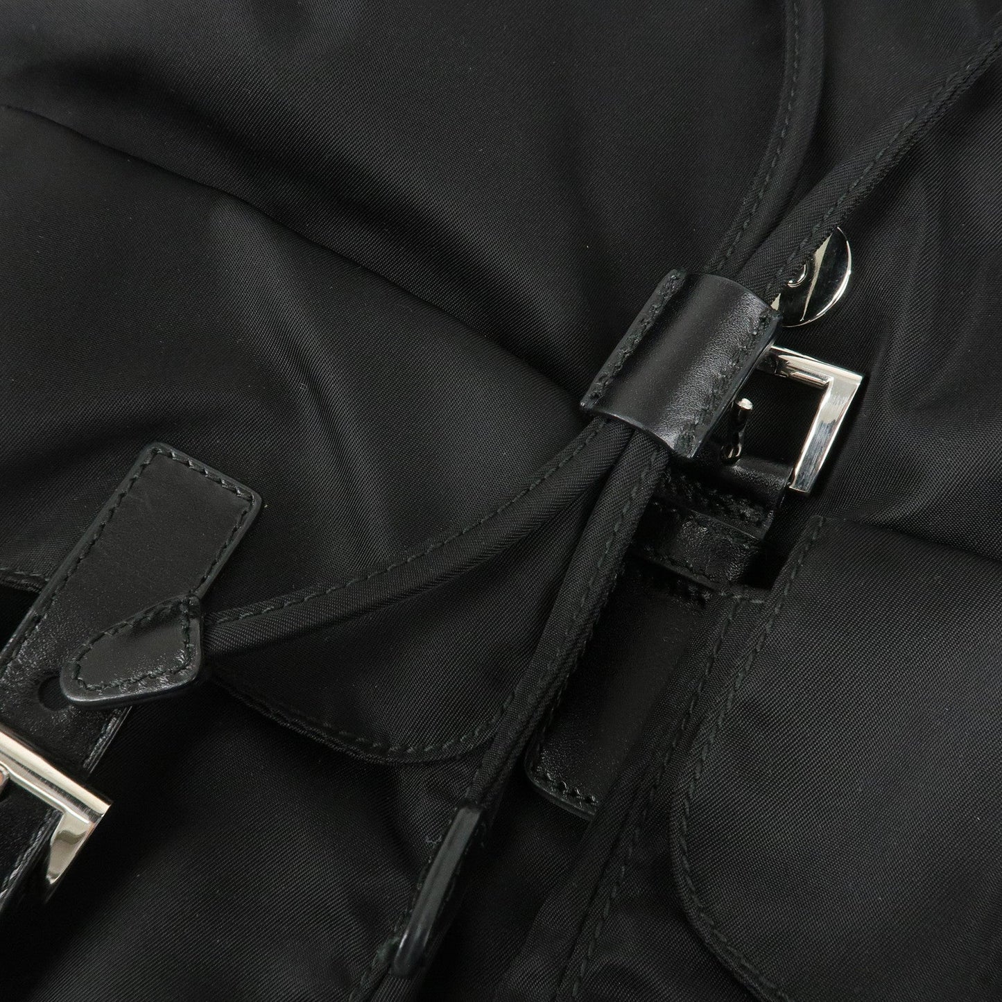 PRADA Logo Nylon Leather Back Pack Ruck Sack NERO Black BZ2811  d