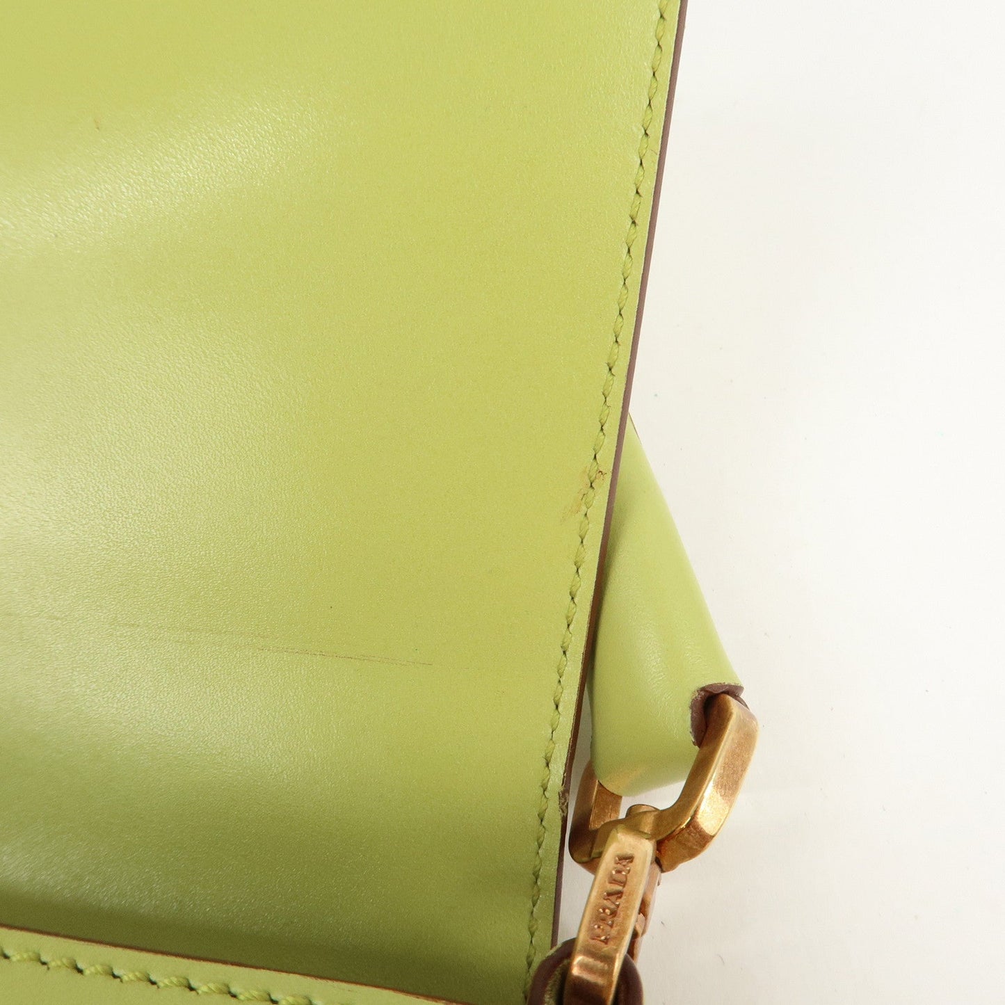 PRADA Leather Shoulder Bag Hand Bag Light Green B10689  d
