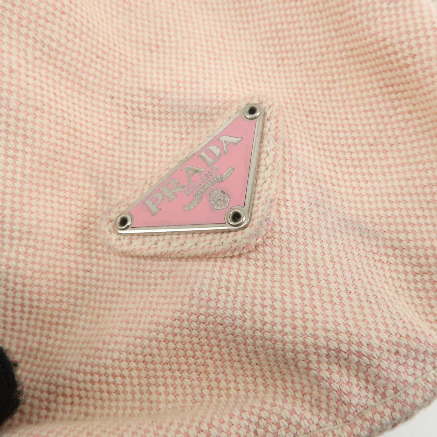 PRADA Canvas Leather Nylon Tote Bag Hand Bag Pink Silver HDW  d