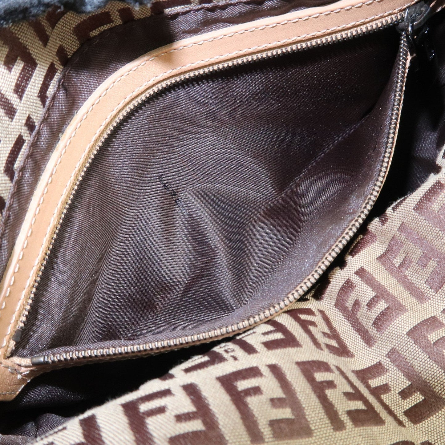 FENDI Zucchino Canvas Leather Shoulder Bag Beige 8BR003  d