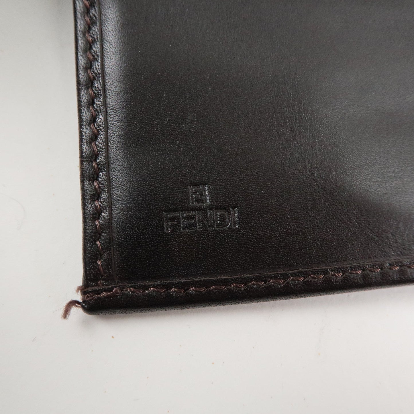 FENDI Zucca Canvas Leather Long Bi-fold Wallet Brown 8M0032  d