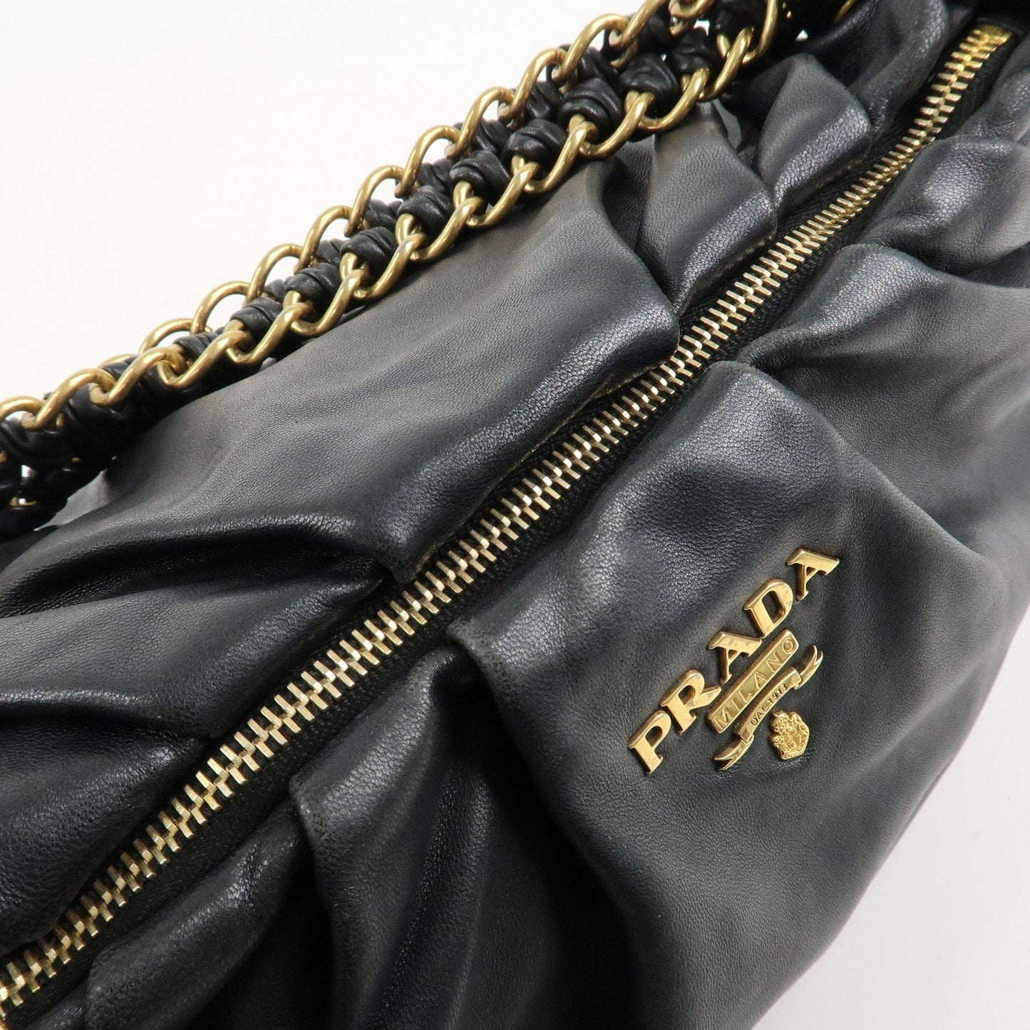 PRADA Leather 2Way Hand Bag Shoulder Bag Black BN2324  d
