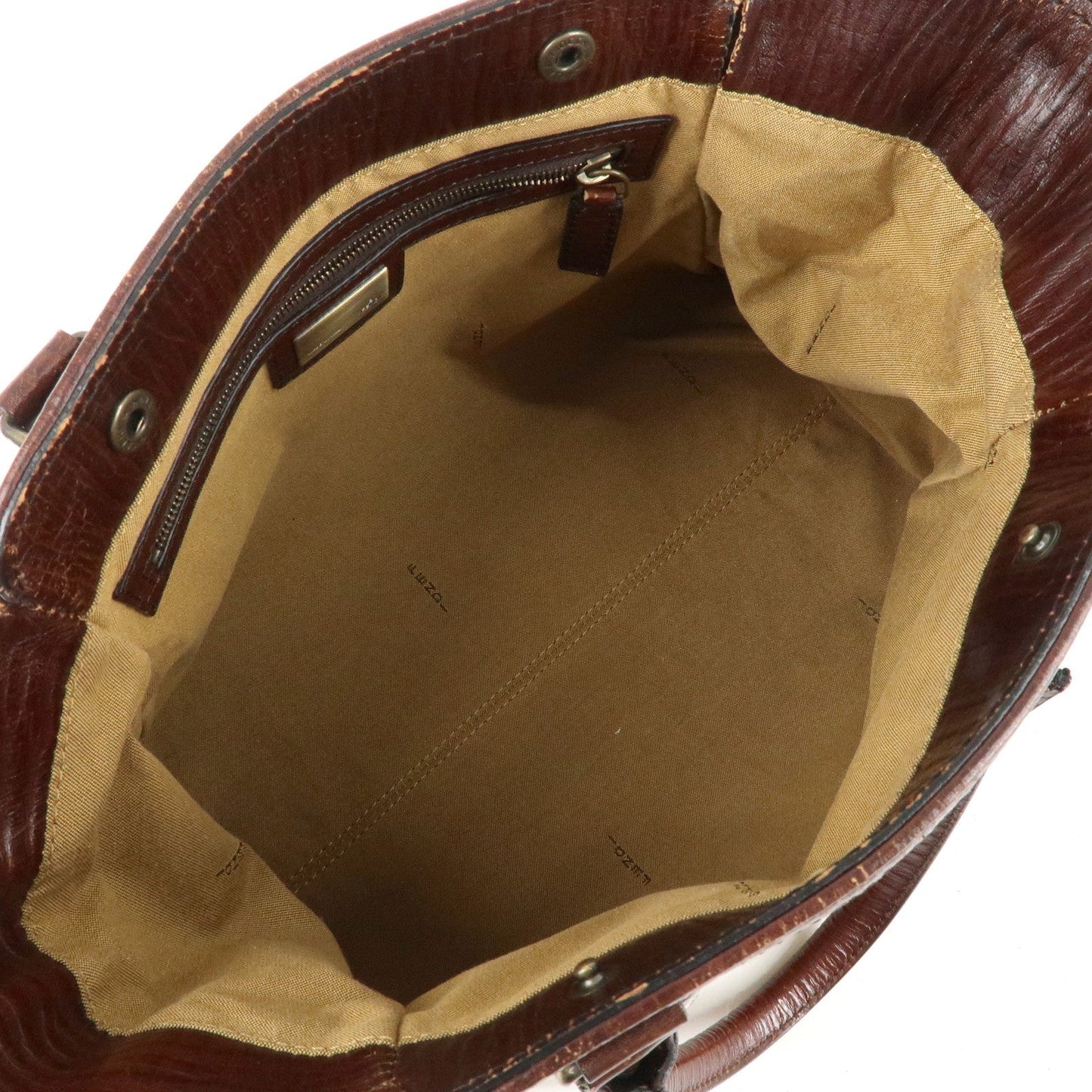 FENDI Ethnico Zucca Canvas Leather Tote Bag Brown 8BN157  d
