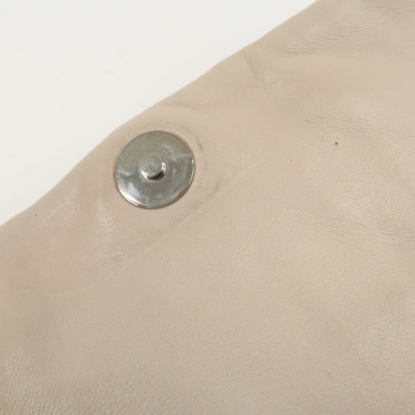 PRADA Leather Gathered Chain Shoulder Bag Ivory B4695C  d