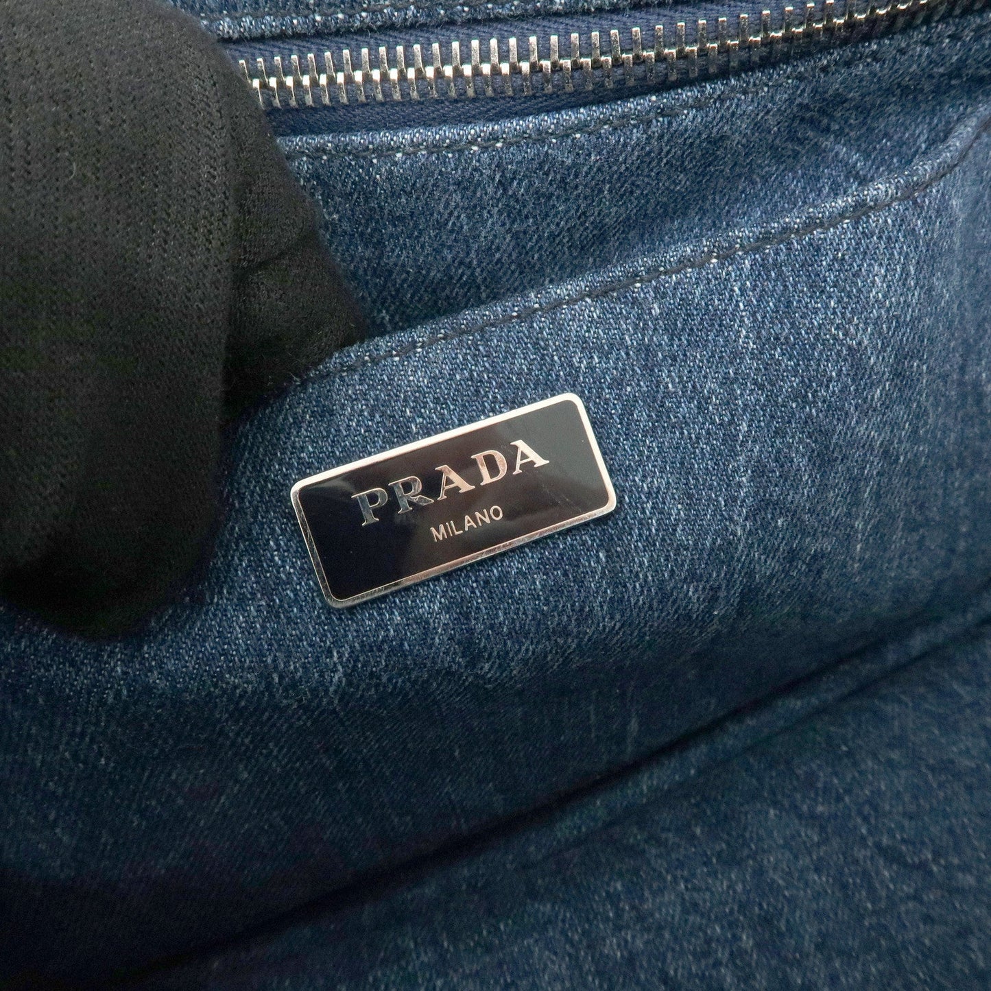 PRADA Logo Canapa Mini Denim Bijou 2Way Tote Bag Denim Blue 1BG439  d
