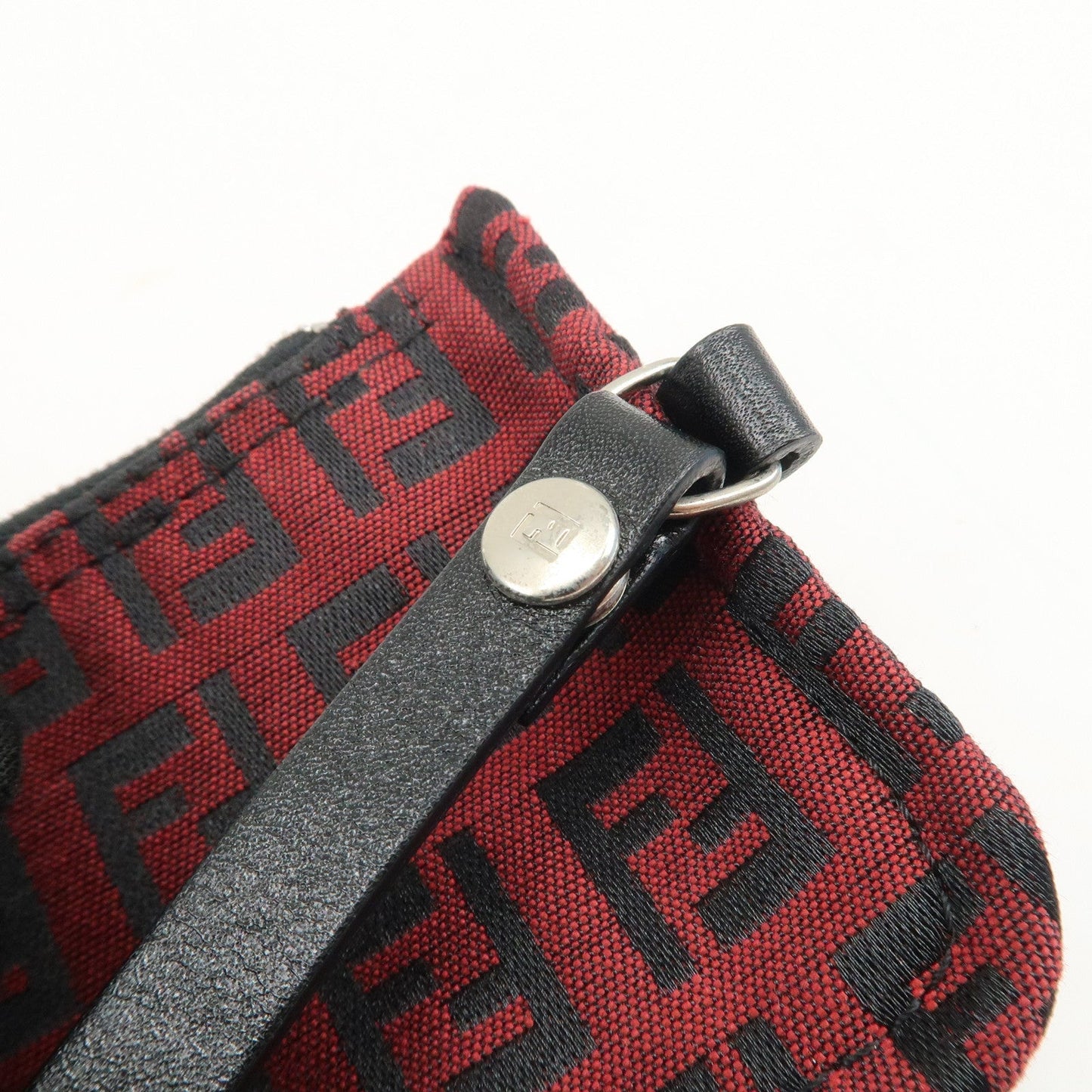 FENDI Zucchino Canvas Leather Mini Tote Bag Red Black 8BH056  d