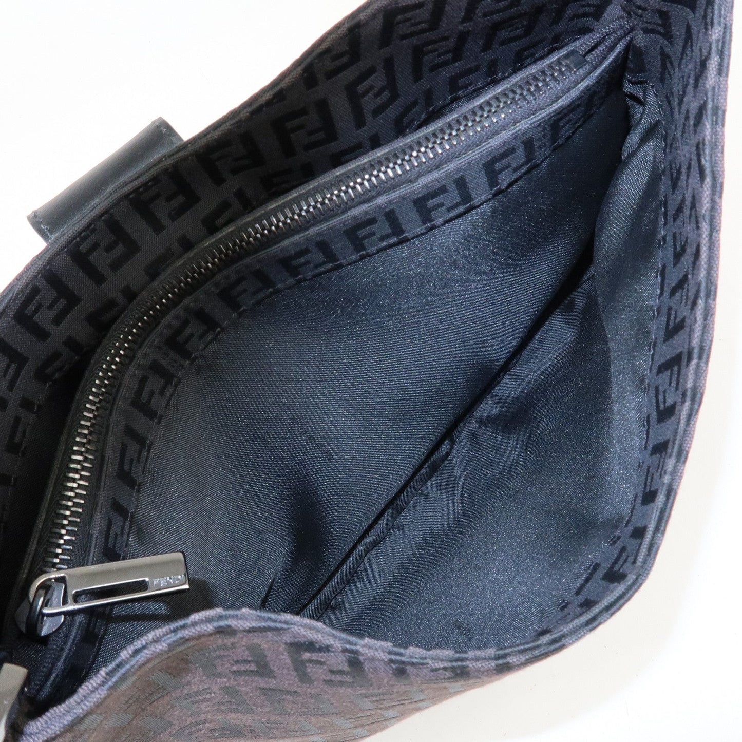 FENDI Zucchino Canvas Leather Shoulder Bag Brown Black 8BR036  d