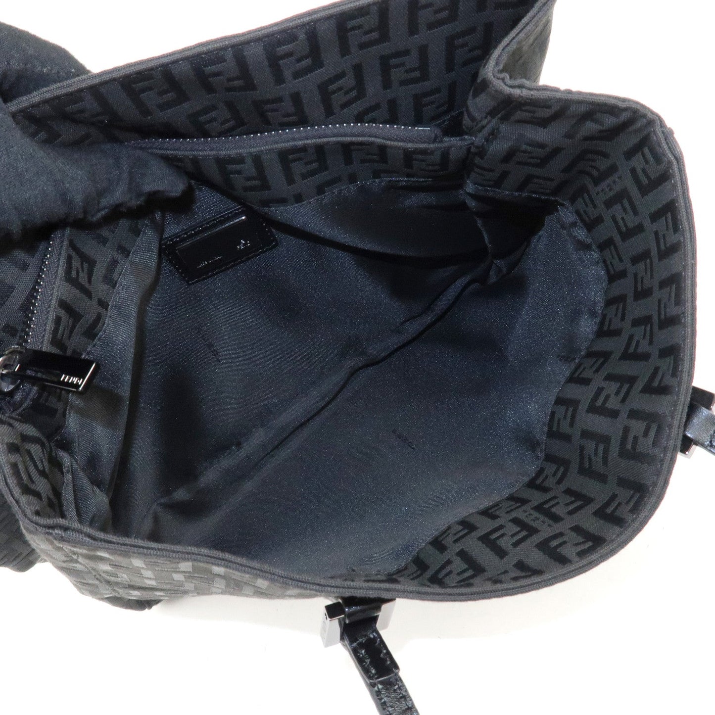 FENDI Zucchino Canvas Leather Tote Bag Hand Bag Black 8BH132  d