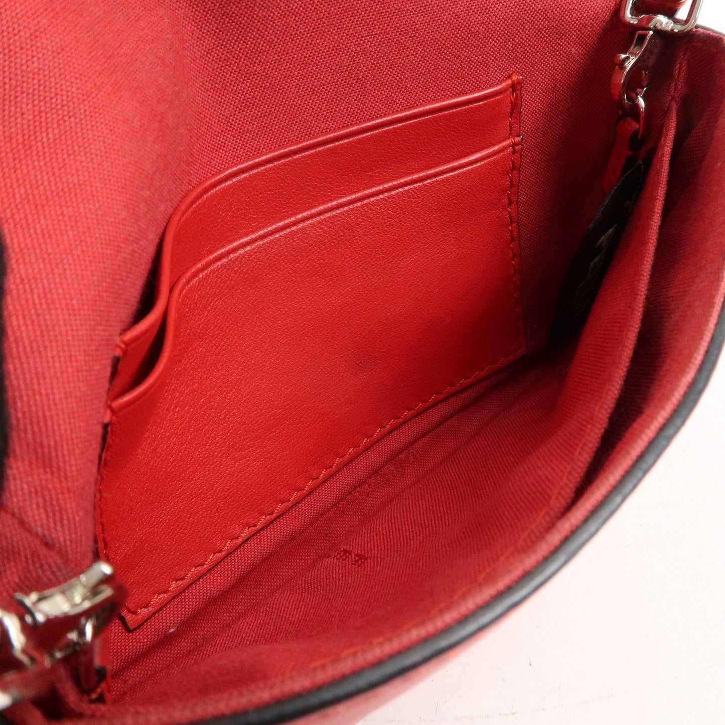 FENDI Micro Baguette Leather Shoulder Bag Red 8M0354  d