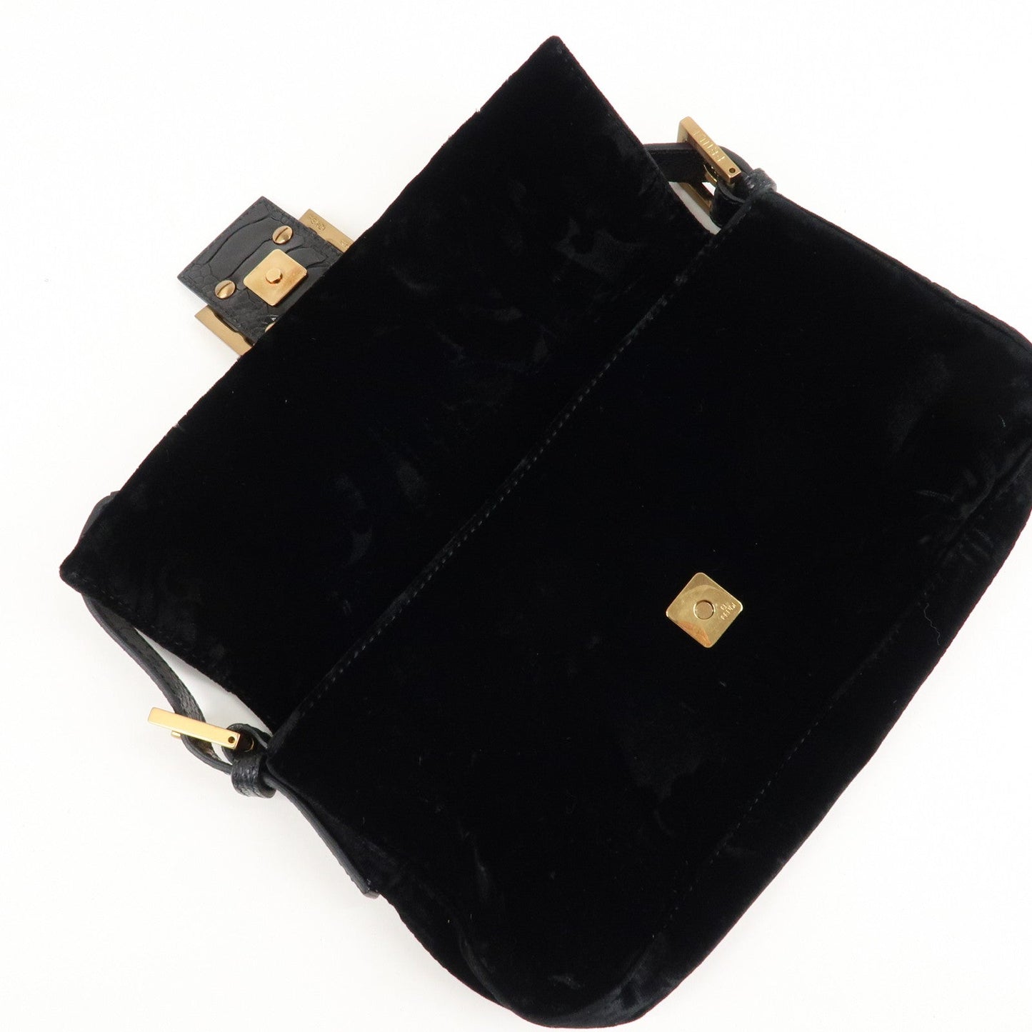 FENDI Mamma Baguette Polyester Leather Shoulder Bag Black 8BR000  d