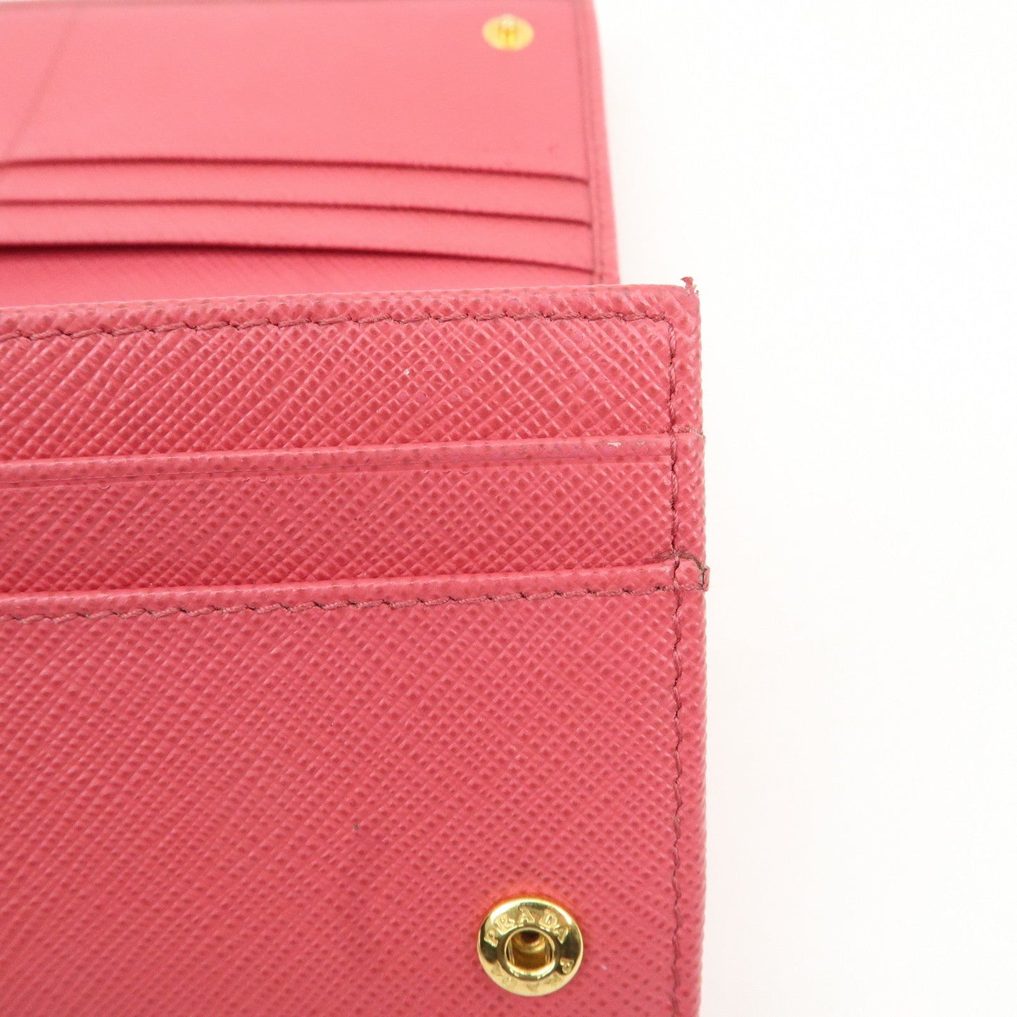 PRADA Saffiano Leather Bi Fold Long Wallet Pink 1MH132  d