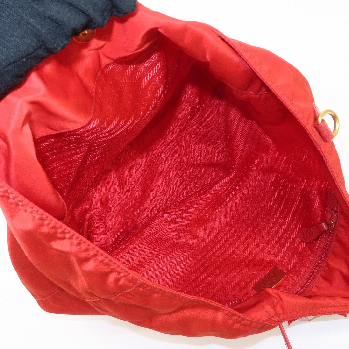 PRADA Nylon Leaather Panda Tote Bag Shoudler Bag Red BR4249  d