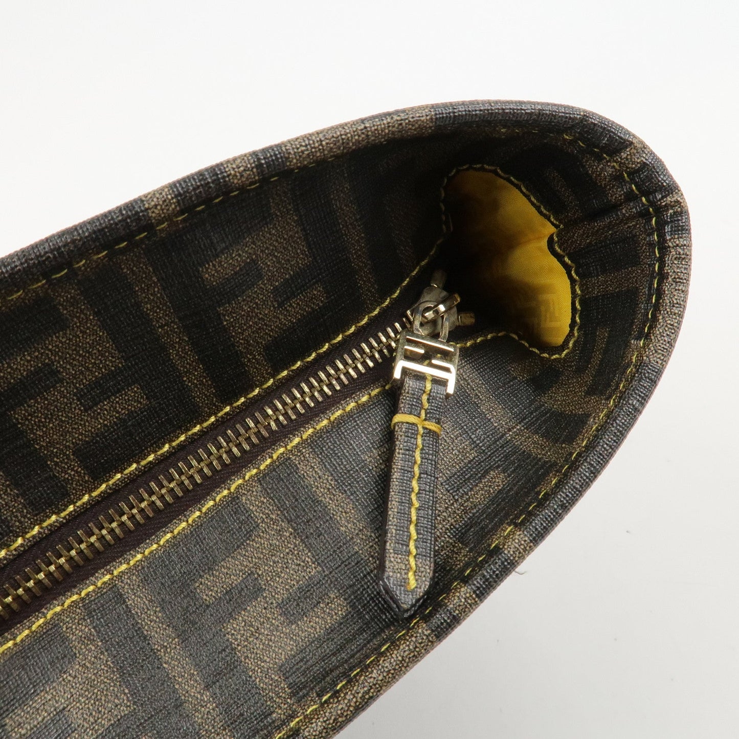 FENDI Zucca Logo Print PVC Tote Bag Brown Black 8BH198  d