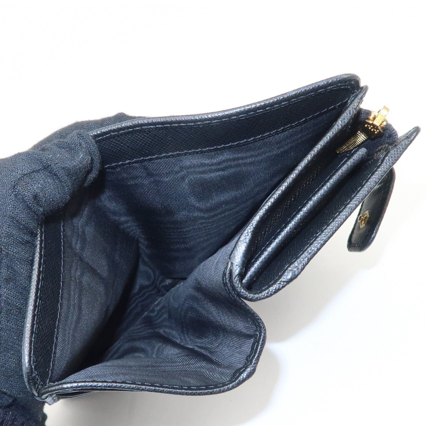 PRADA Saffiano Leather Bi-Fold Wallet Purse Black 1ML225  d