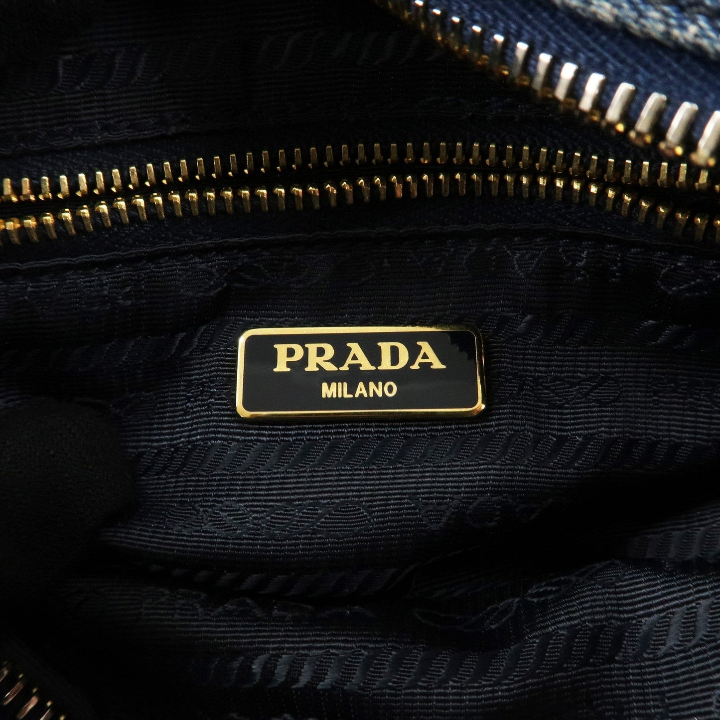 PRADA Logo Canvas Leather Pouch Cosmetic Pouch Blue 1NA175  d