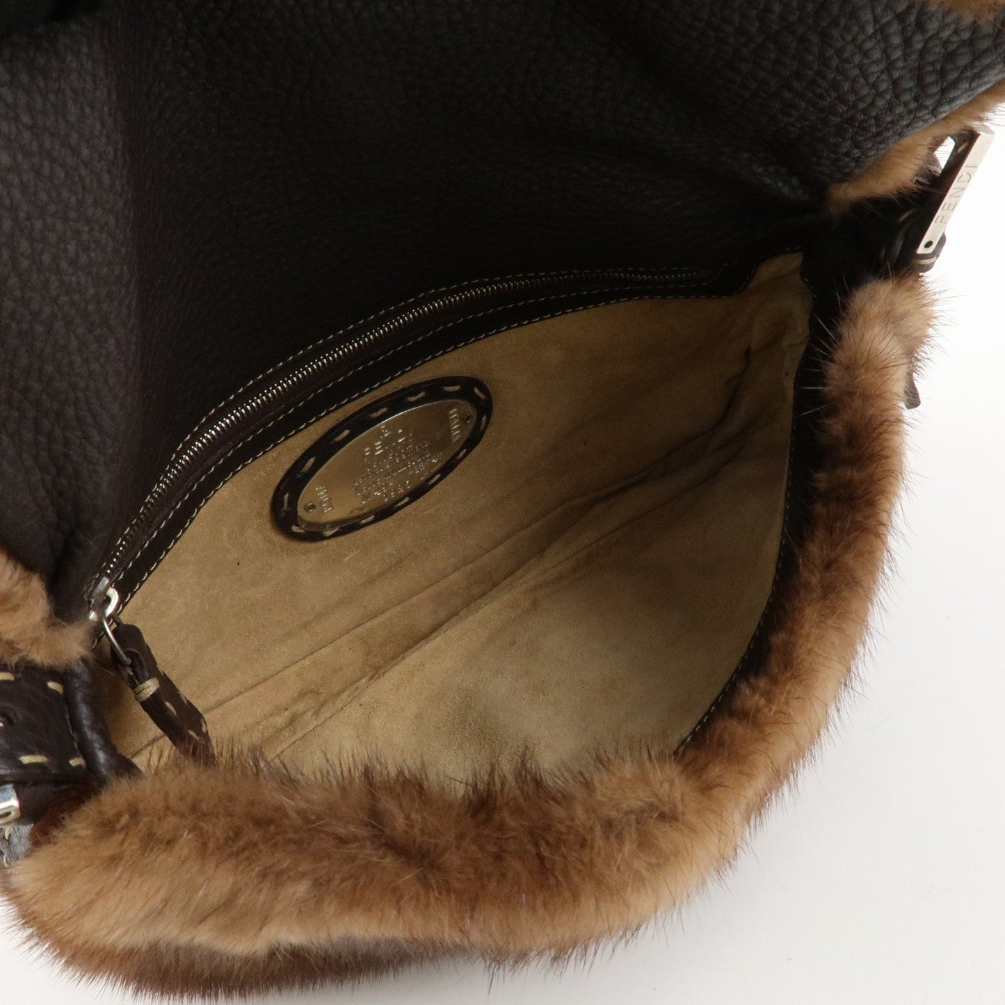 FENDI Mamma Baguette Selleria Mink Leather Shoulder Bag 8BR101  d