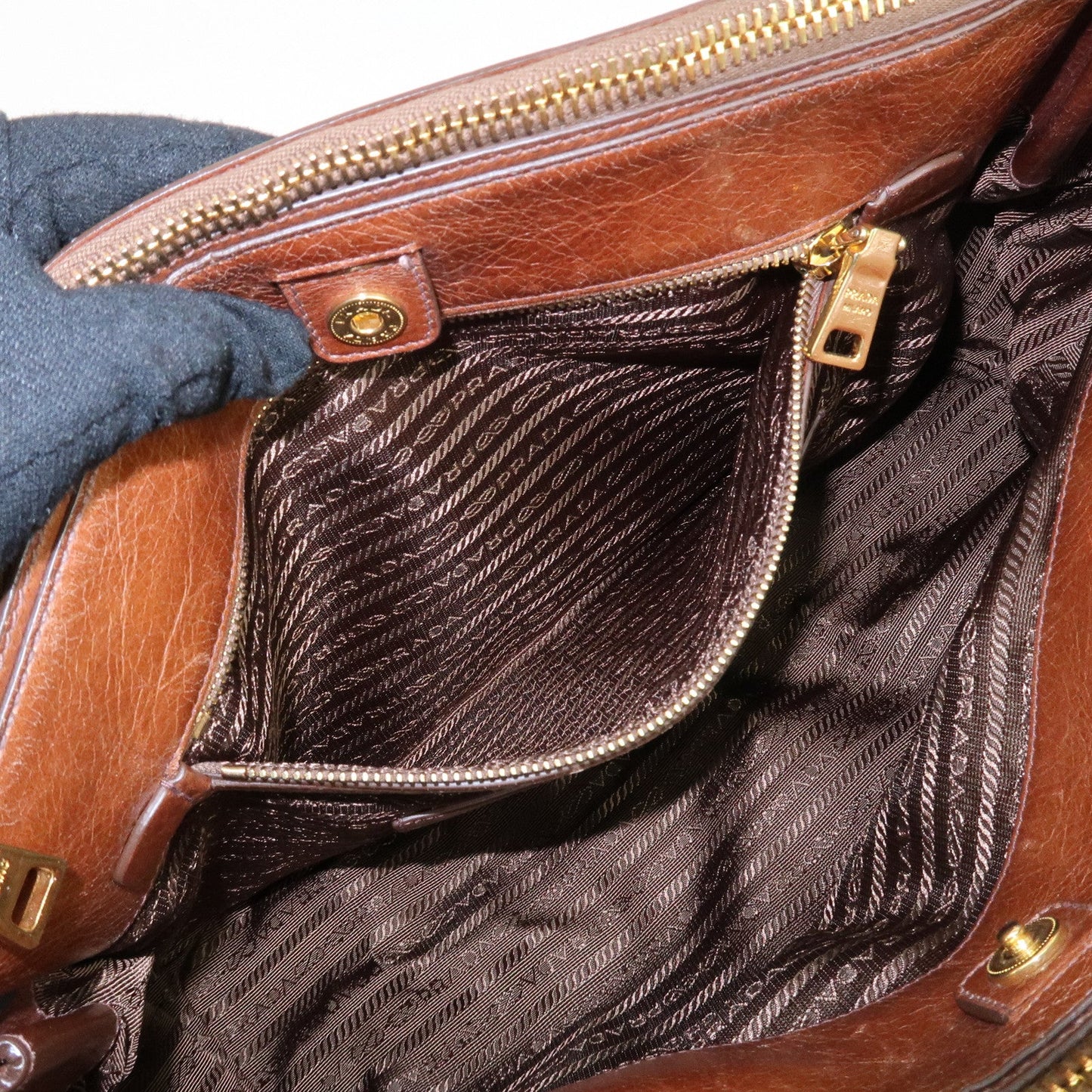 PRADA Leather 2Way Bag Shoulder Bag Hand Bag Brown  d