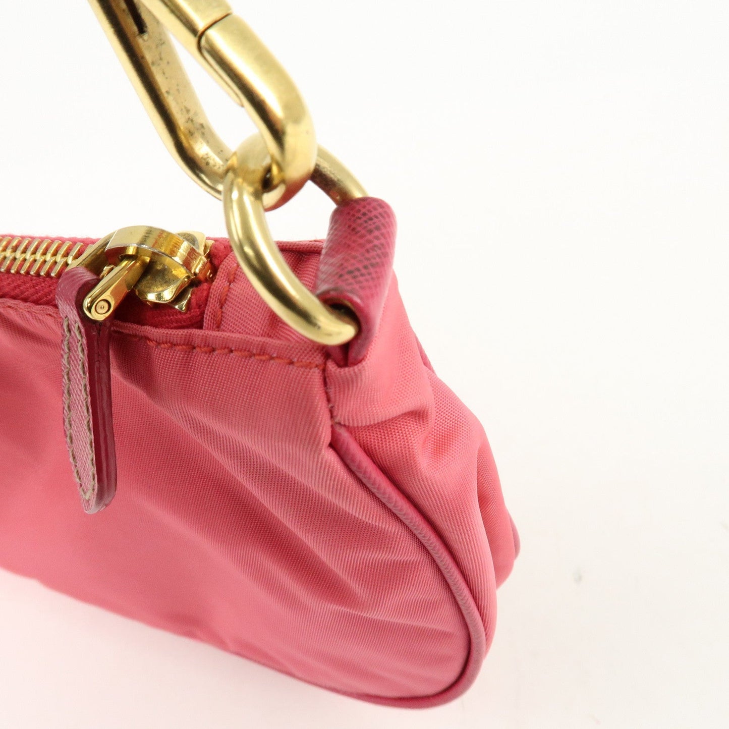 PRADA Nylon Saffiano Leather Shoulder Bag Hand Bag Pink  d