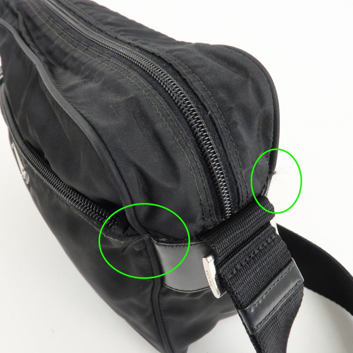 PRADA Logo Nylon Leather Shoulder Bag Crossbody Bag Black  d