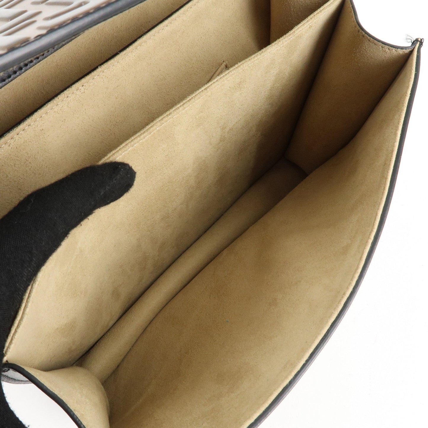 FENDI Zucca KAN I Leather 2Way Bag Hand Bag Brown Black 8BT283  d