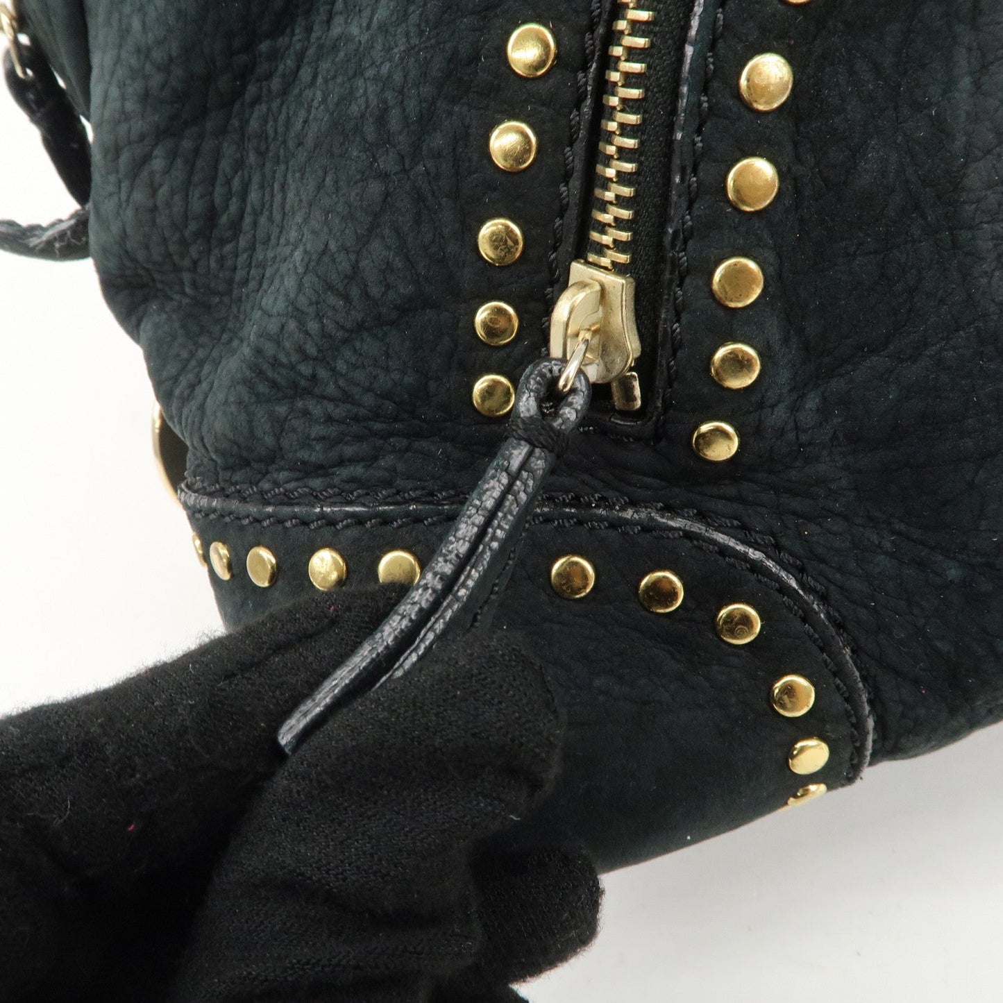FENDI Suede Studs Mini Boston Bag Black 8BL076  d
