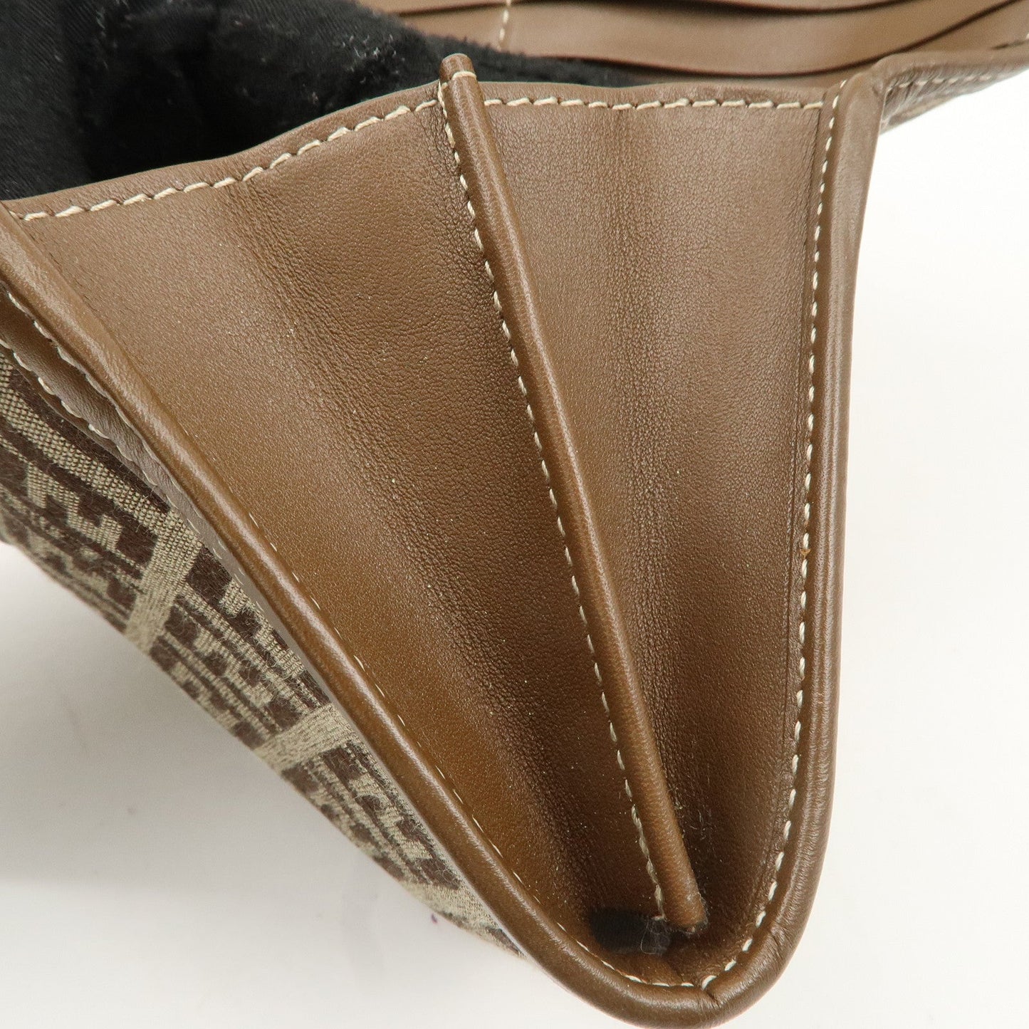 FENDI Zucchino Canvas Leather Long Wallet Brown 8M0000  d