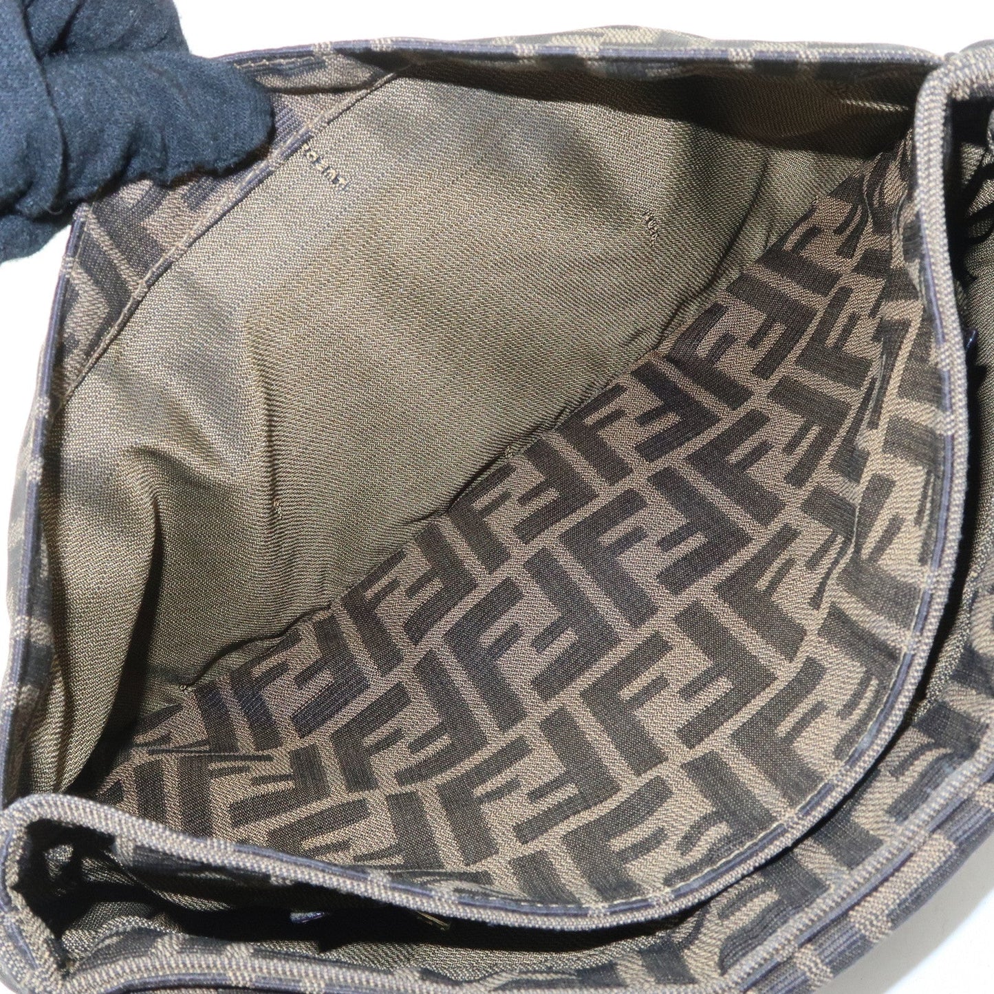 FENDI Zucca Canvas Leather Hand Bag Brown Black Gold Hardware  d