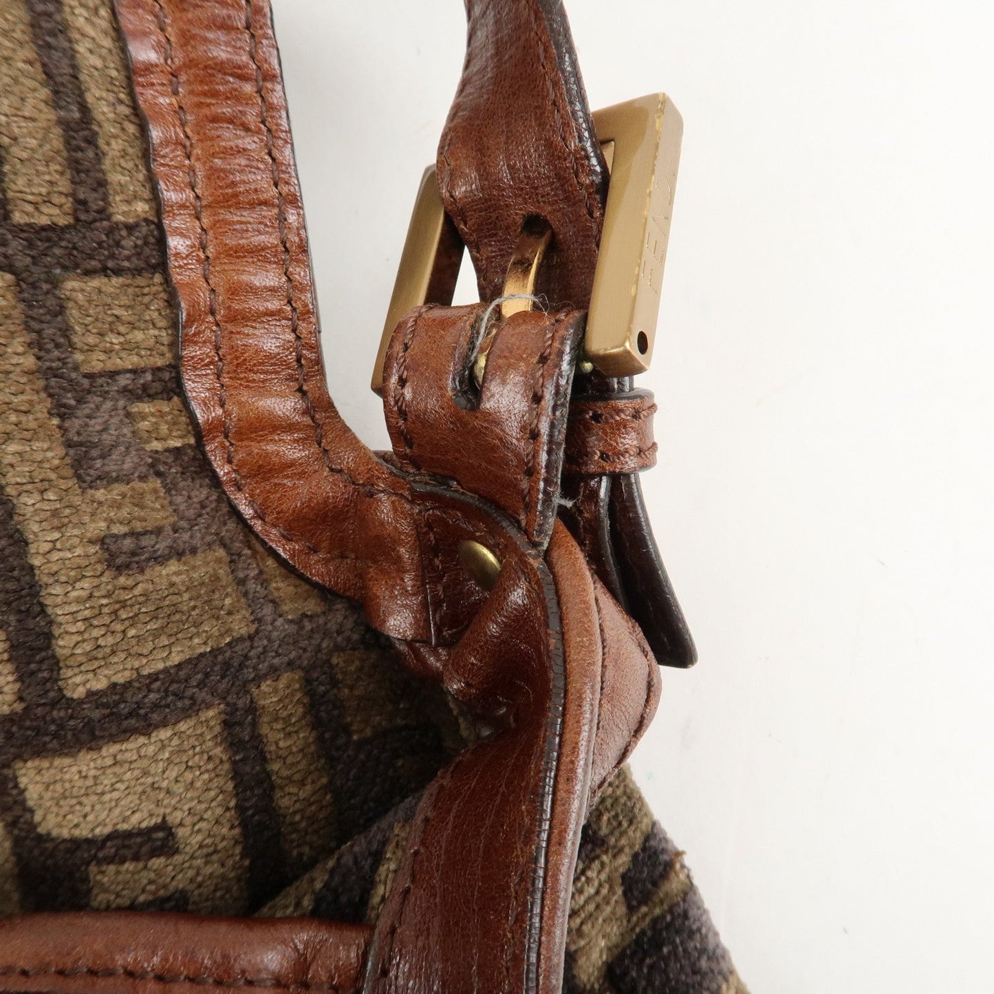 FENDI Mamma Baguette Zucca Pile Leather Shoulder Bag 8BR001  d