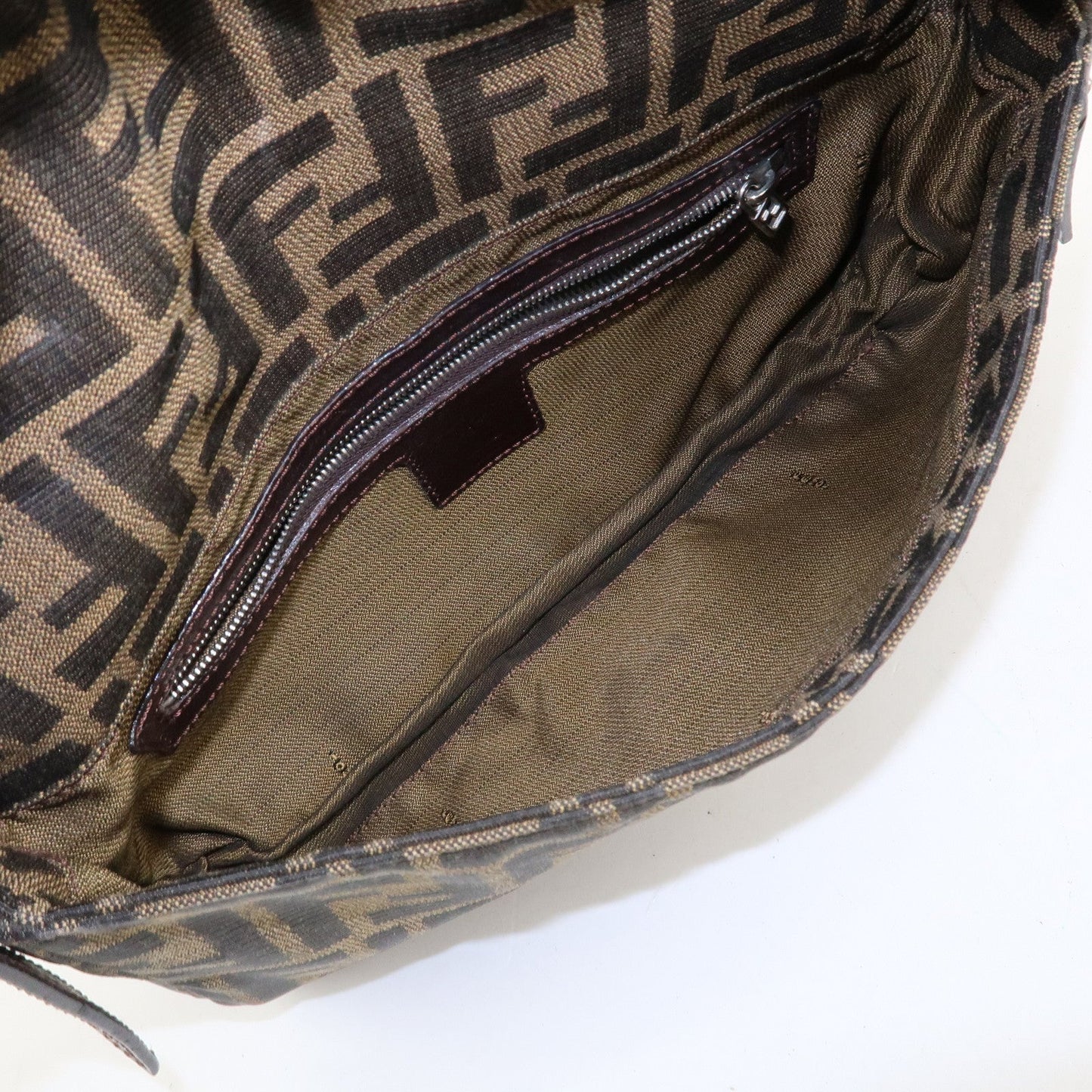 FENDI Mamma Bagguette Zucca Canvas Leather Shoulder Bag 26424  d