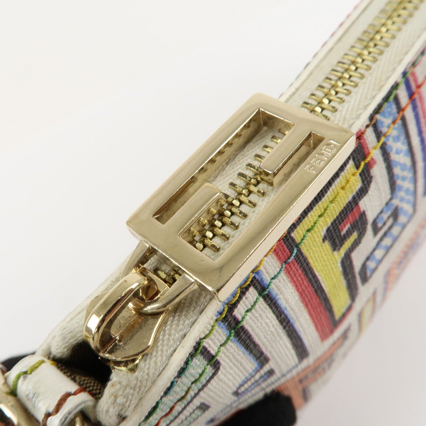 FENDI Zucca PVC Accessory Chain Pouch Multi Color Ivory 8BR592  d