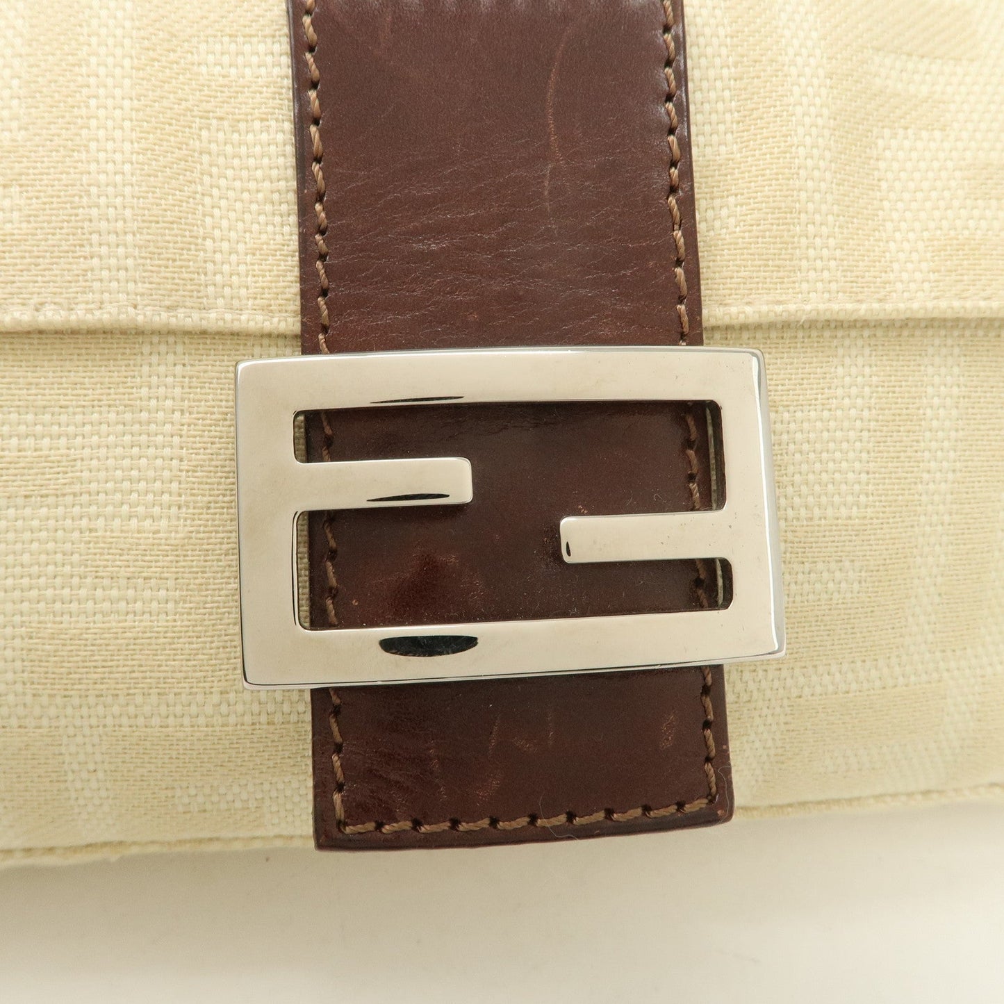 FENDI Zucca Mamma Baguette Canvas Shoulder Bag Beige White 26424  d