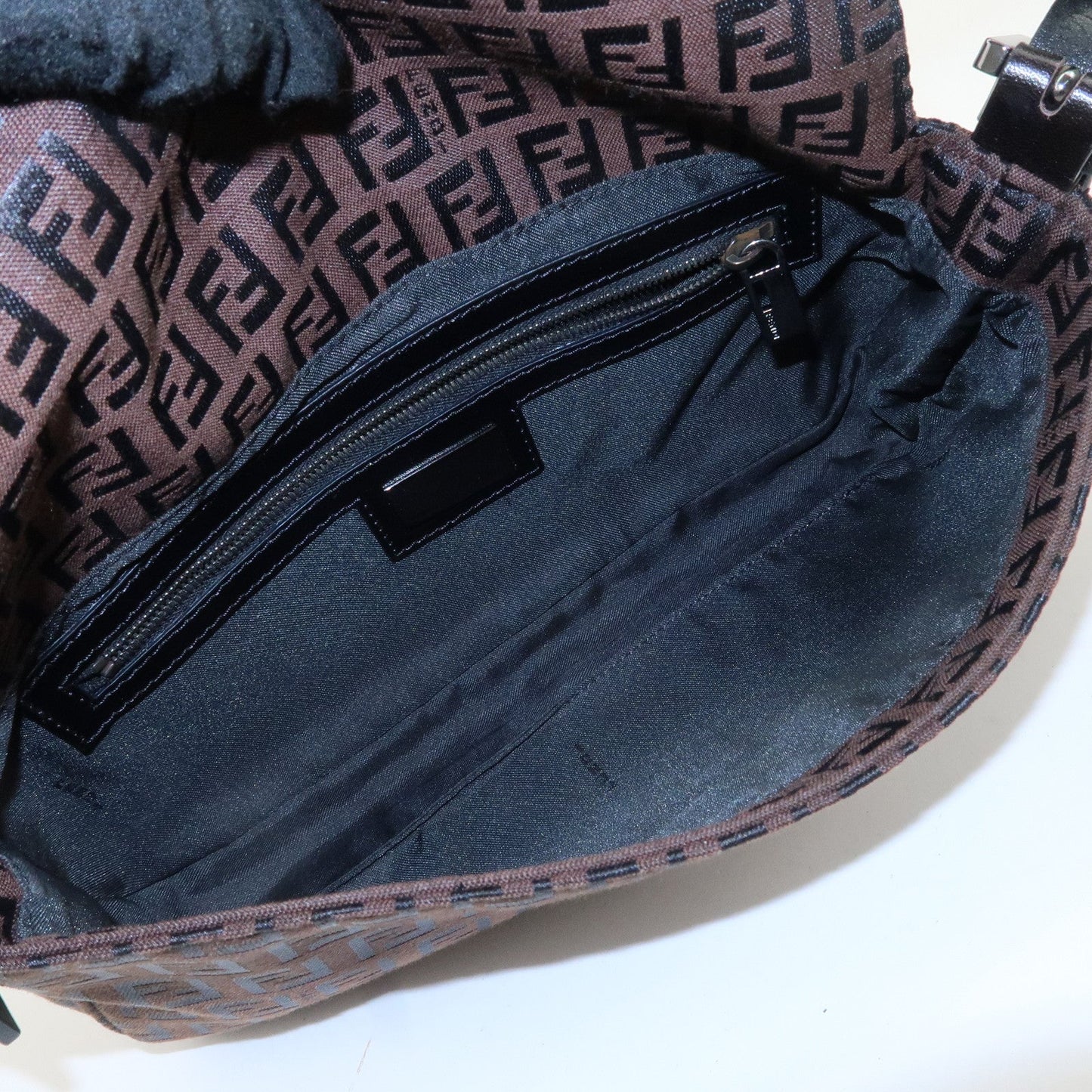 FENDI Mamma Baguette Zucchino Leather Shoulder Bag Brown 8BR000  d
