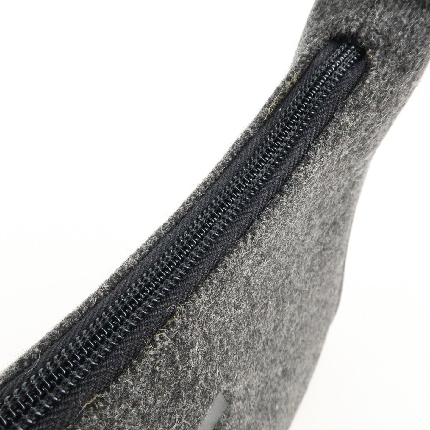 PRADA Felt Leather Shoulder Bag Hand Bag Gray Black  d