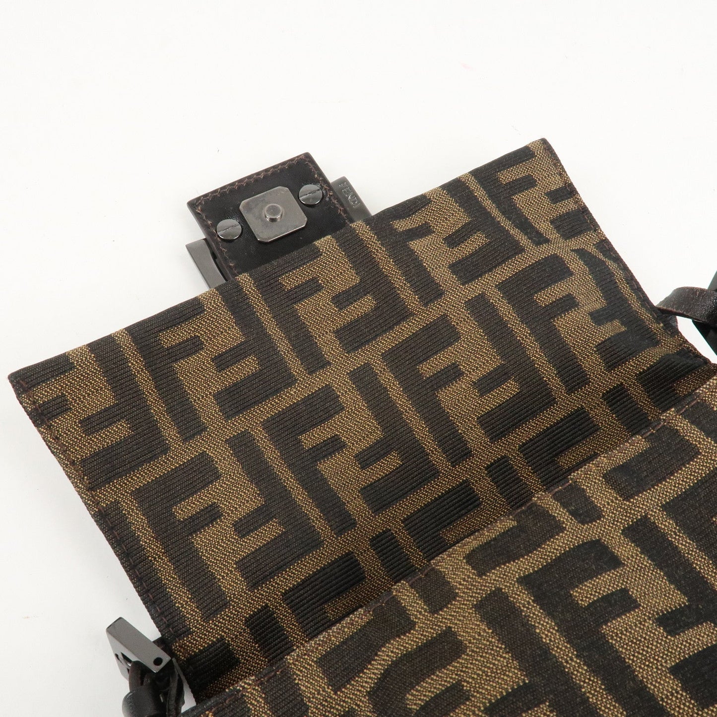 FENDI Mini Mamma Baguette Zucca Shoulder Bag Black Brown 8BR180  d