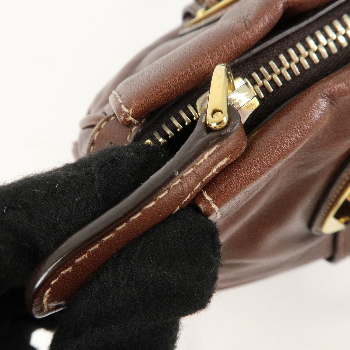PRADA Leather 2Way Bag Shoulder Bag Hand Bag Brown BN1904  d