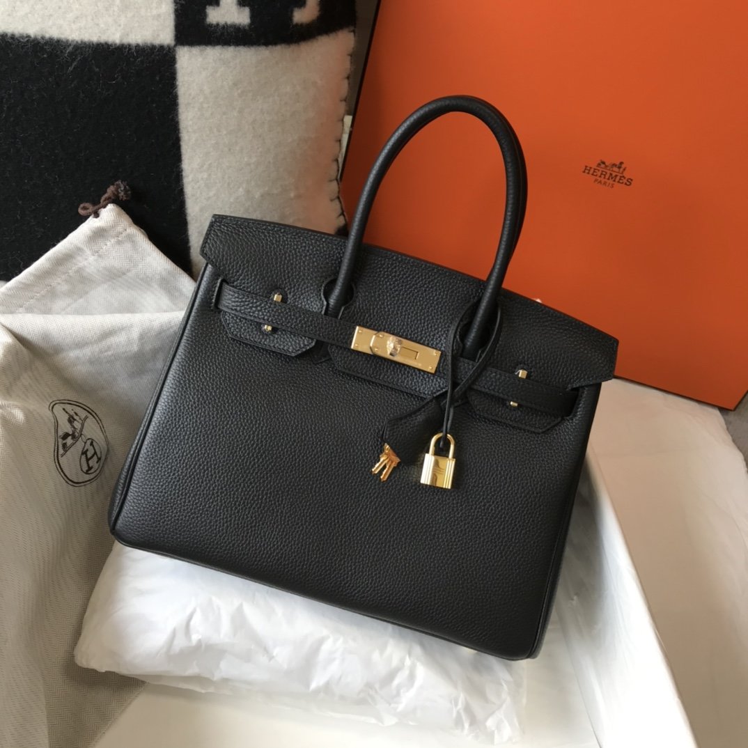 Top Quality Birkin Black Togo Gold Hardware Bag For Women, Handbags, Shoulder Bags 30cm/12in