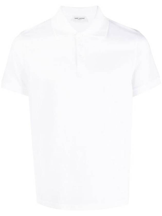 Luxury Saint Laurent Trending 2025 Men's Monogram Cotton Short Sleeve Polo Shirt White