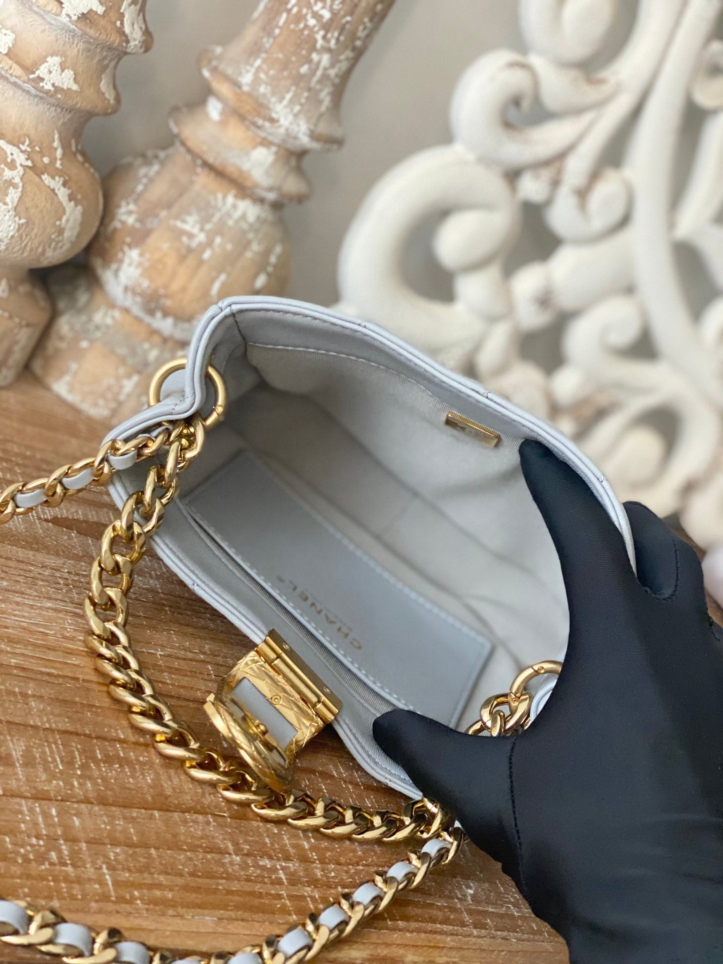 CHLSmall Hobo Bag Gold Hardware Grey For Women, Women’s Handbags, Shoulder Bags 7.5in/19cm