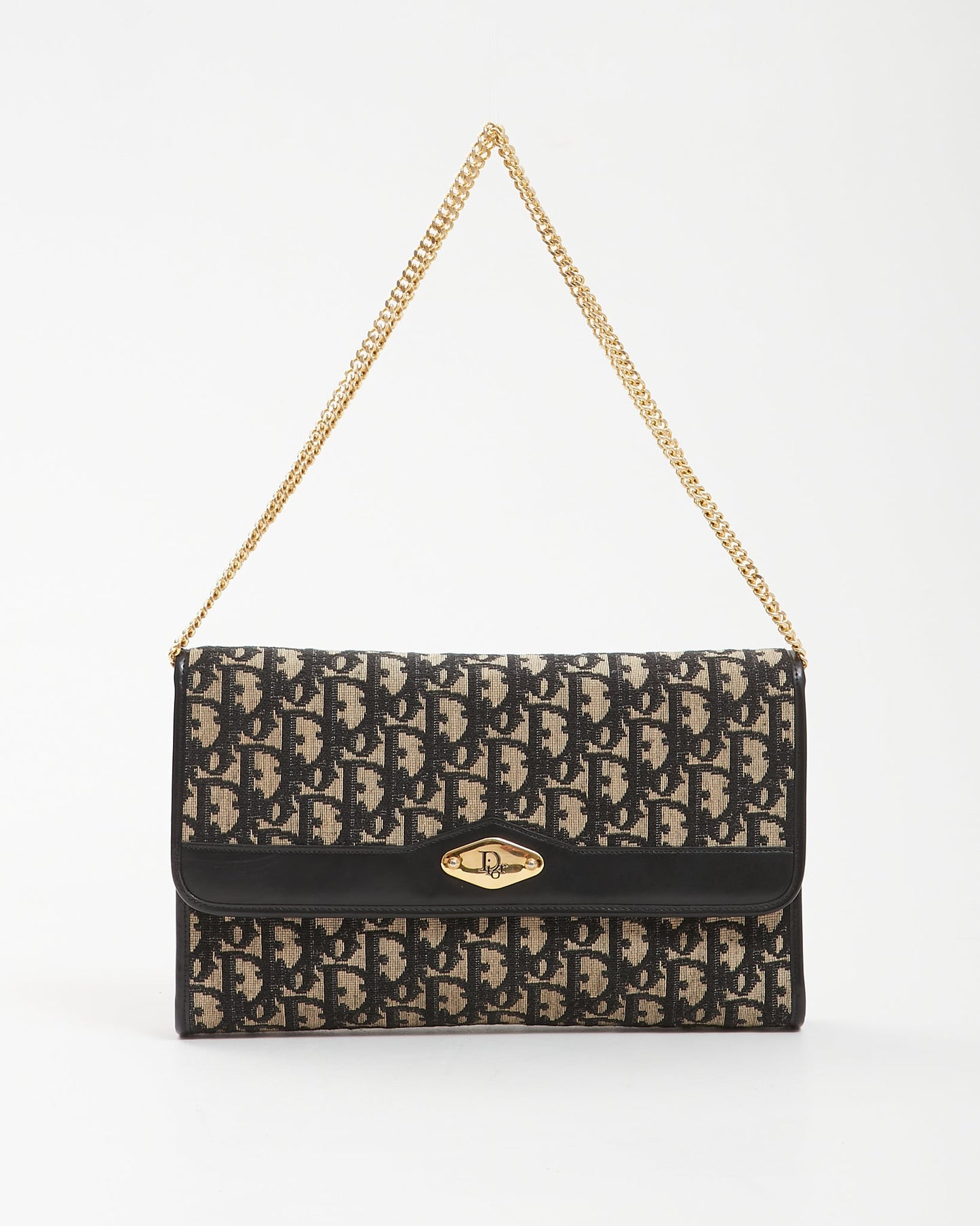 Dior Navy   Trotter Chain Clutch